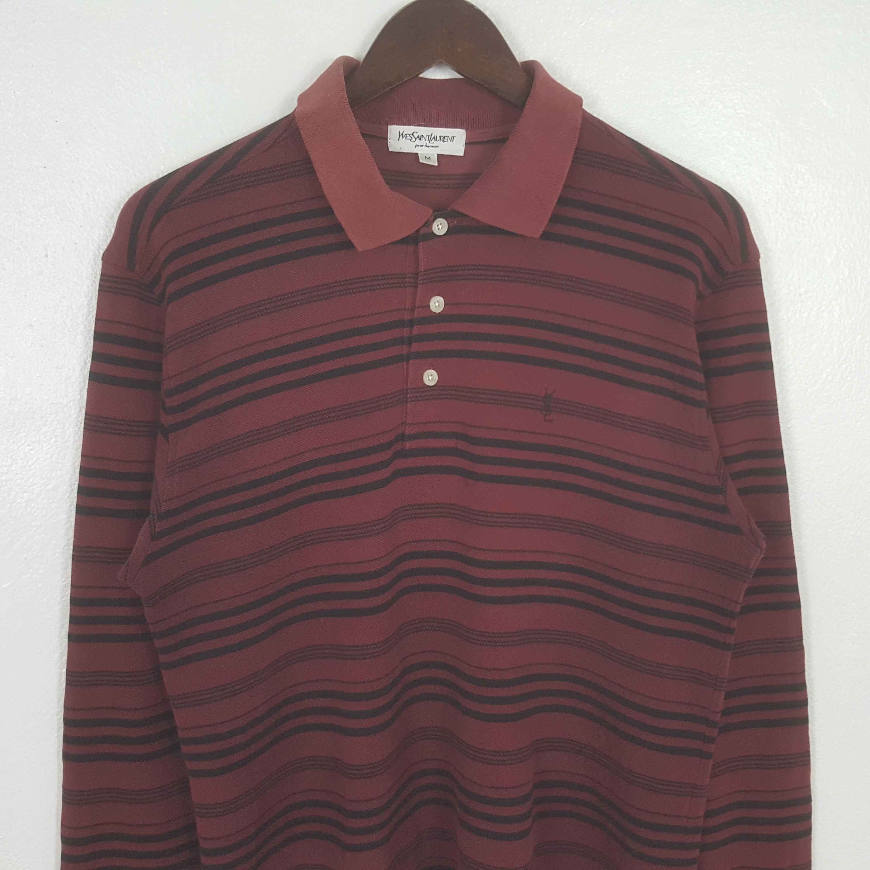 Yves Saint Laurent Vintage Yves Saint Laurent Striped Polos Shirt Size US S / EU 44-46 / 1 - 2 Thumbnail
