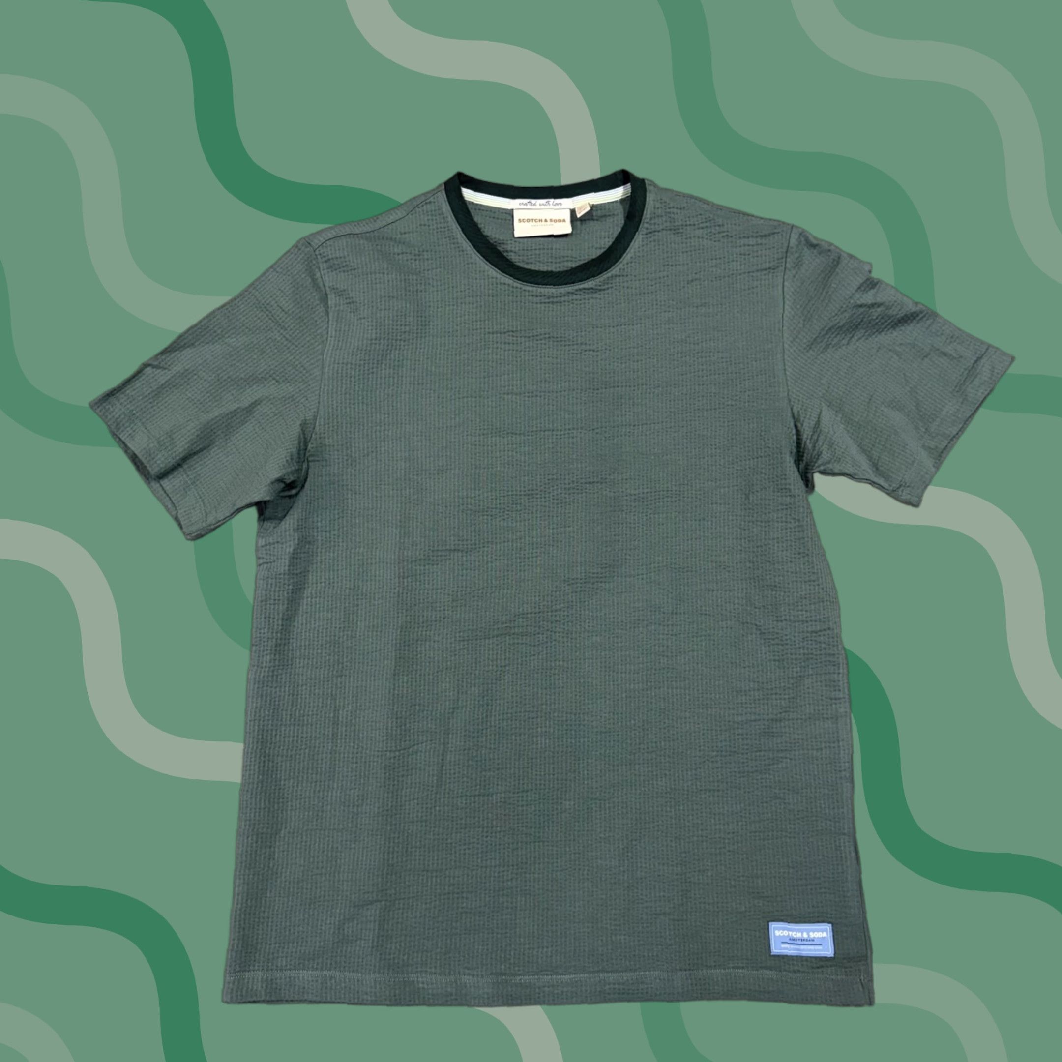 Scotch & Soda Scotch & Soda Shirt Mens Medium Green Thermal Waffle Knit Crewneck Tee Casual Size US M / EU 48-50 / 2 - 1 Thumbnail