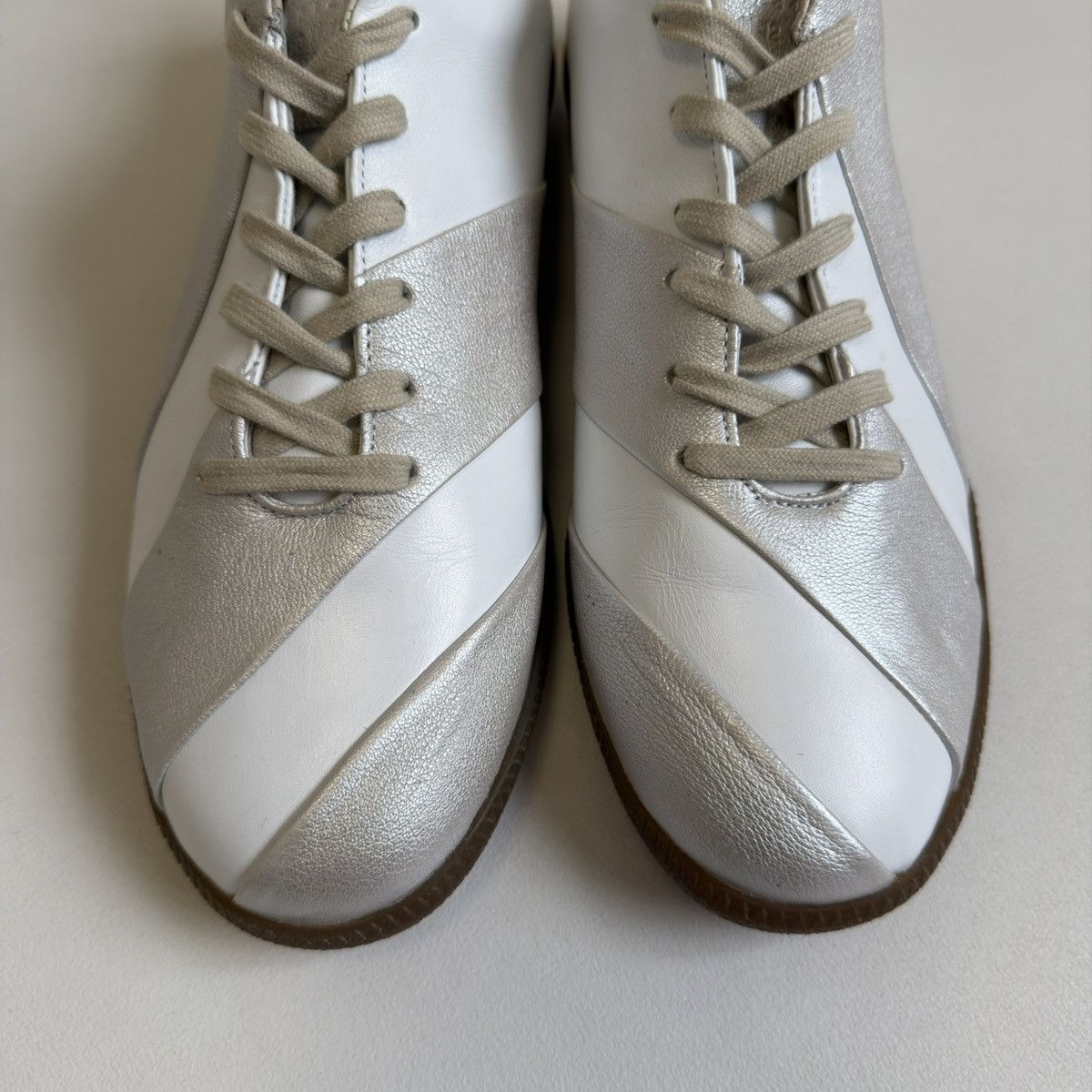 Maison Margiela S/S 10 Silver/White Striped GAT Sneakers Size US 9 / EU 42 - 10 Thumbnail