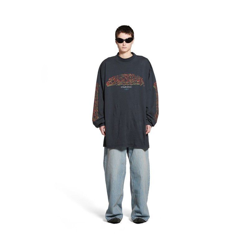 Balenciaga o1tr1nto1025 Offshore Long Sleeve T-Shirt Oversized in Black Size US M / EU 48-50 / 2 - 1 Thumbnail