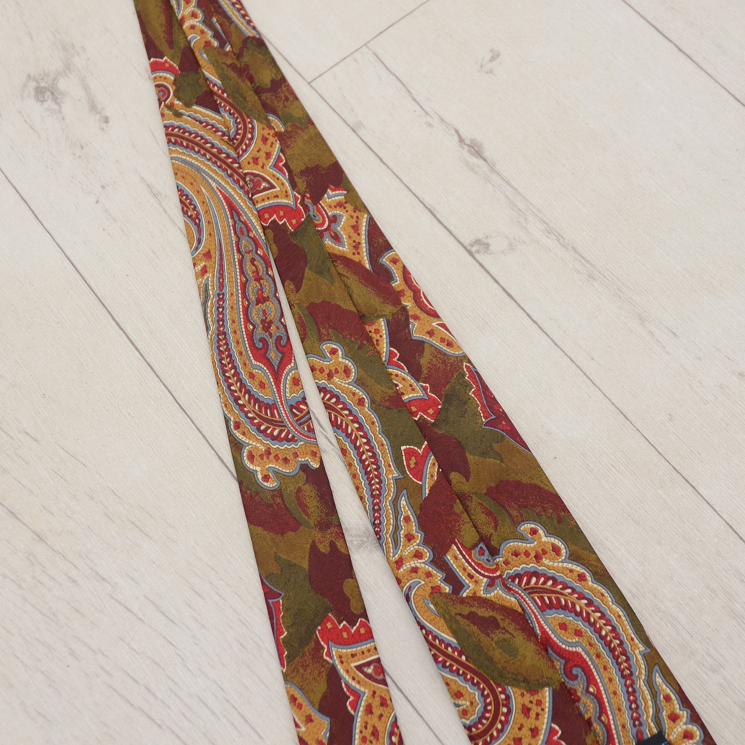Vintage Vintage Tie CARNAVAL DE VENISE 100% Silk Floral Boho 70's Size ONE SIZE - 8 Thumbnail