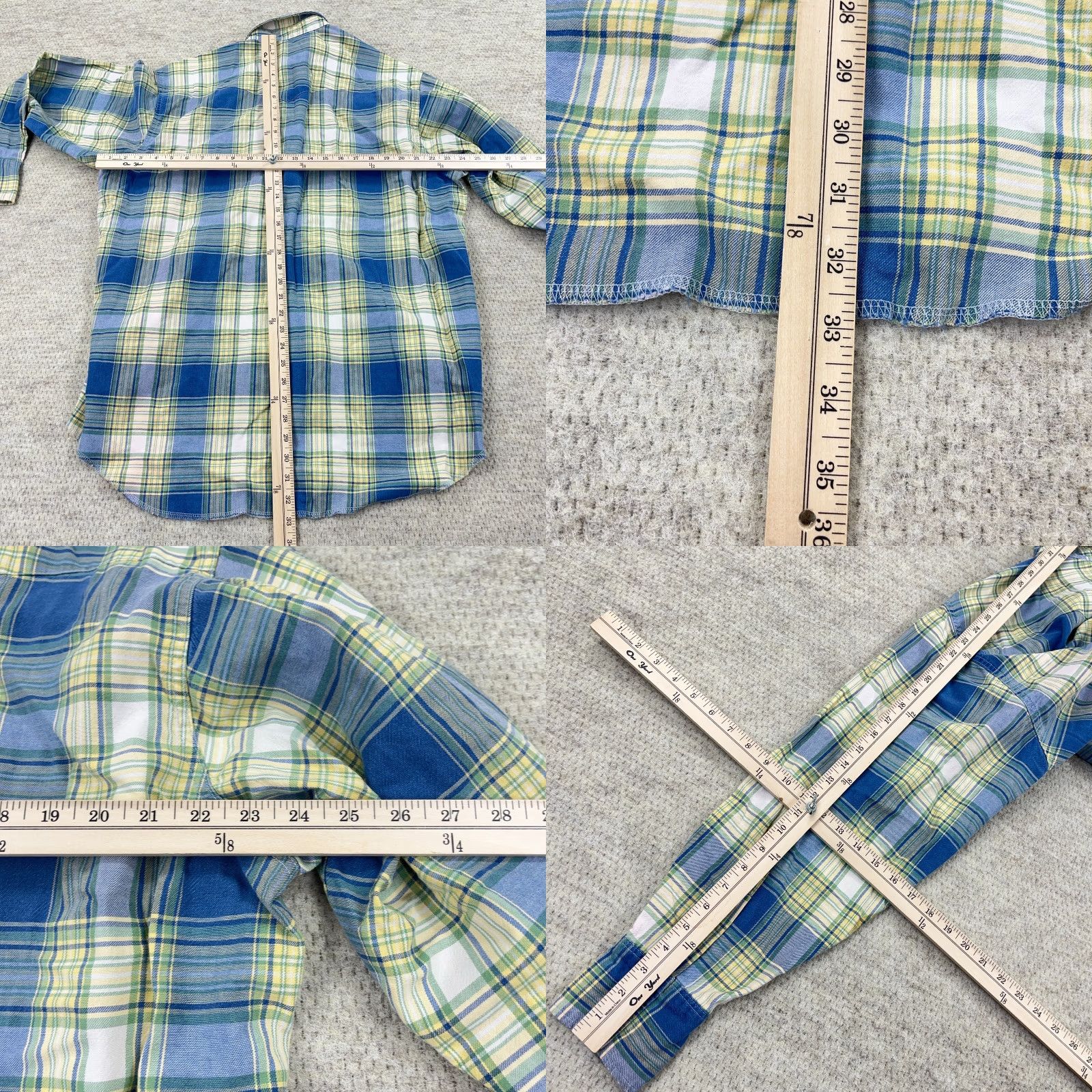 Wrangler VINTAGE Wrangler Shirt Men XL Blue Plaid Denim Pearl Snap Western Button-Up Long Sleeve 35" Tail Mens Western Casual Workwear Size US XL / EU 56 / 4 - 8 Thumbnail