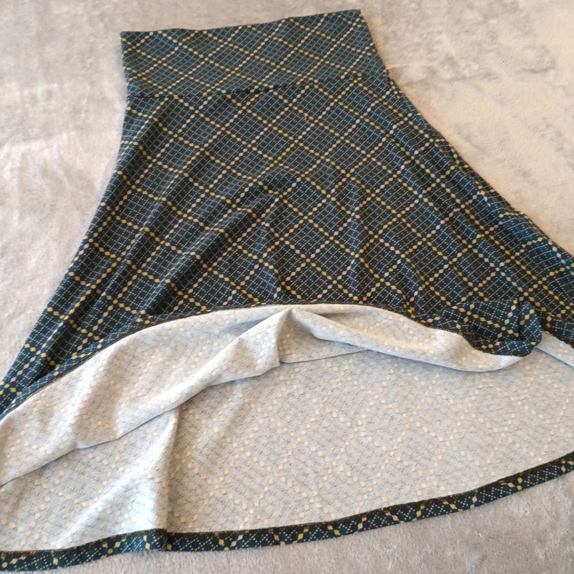 Vintage LuLaRoe Skirt XS Blue Geometric Knee Length A-Line Pull On Ladies Womens Size 26" / US 2 / IT 38 - 5 Thumbnail