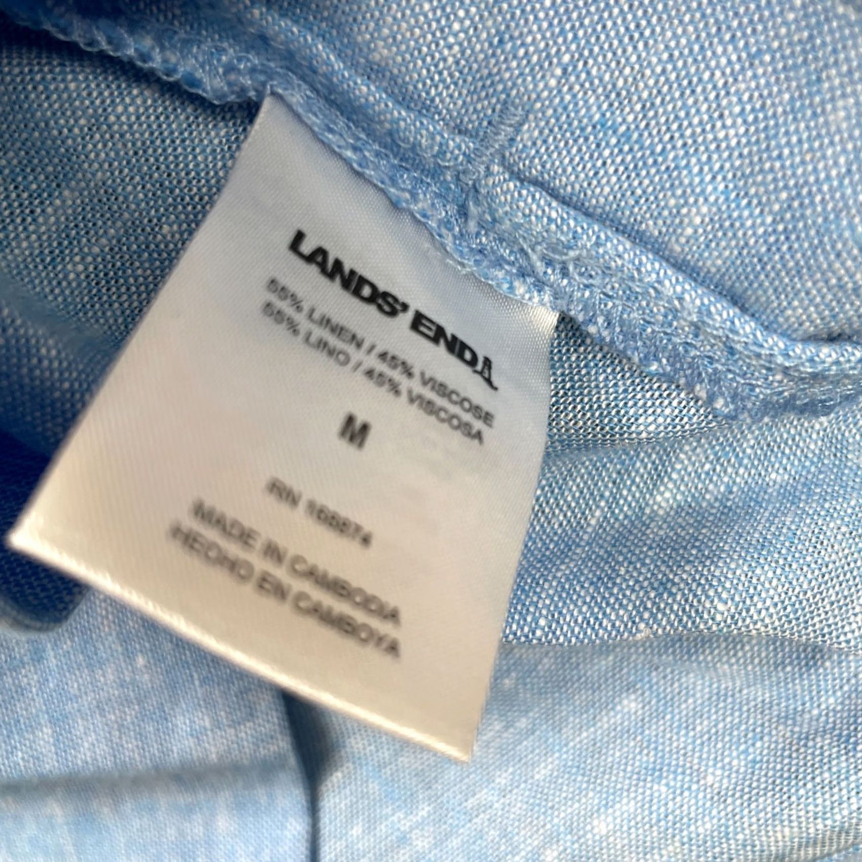 Lands' End Lands' End Top Womens Medium Blue Tunic Linen Blend V-Neck 3/4 Sleeve Pullover Casual Shirt Blouse Tunic Beach Preppy Size M / US 6-8 / IT 42-44 - 6 Thumbnail