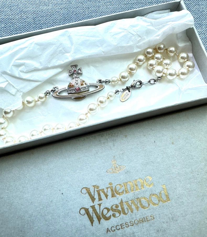 Vivienne Westwood Vivienne Westwood Pearl Saturn Necklace Choker, Collarbone Size ONE SIZE - 5 Thumbnail