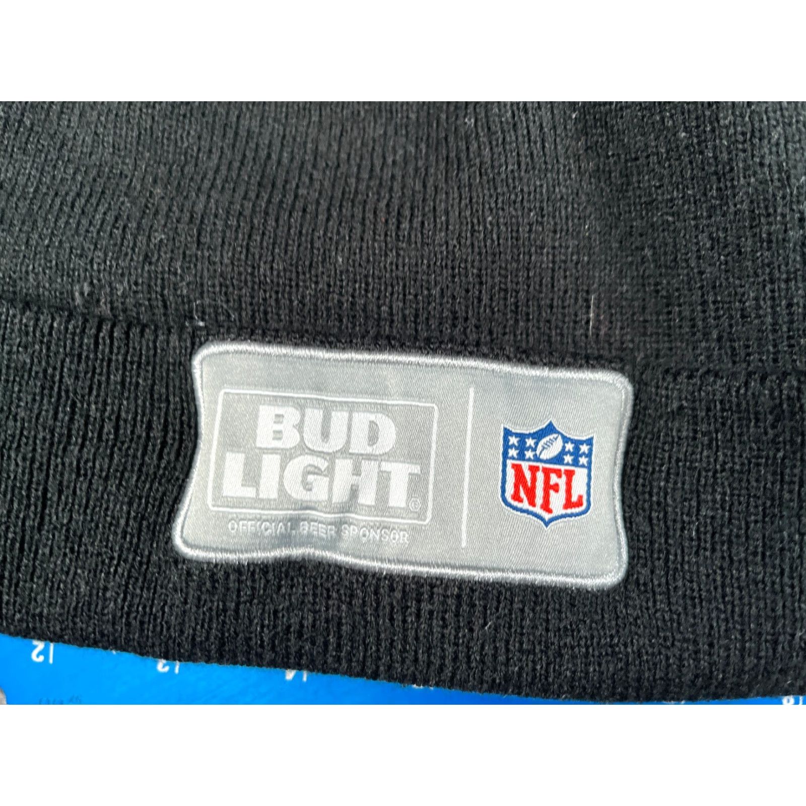 Budweiser Budweiser NFL Beanie Toque Adult Black Bud Light Embroidered 100% Acrylic Hat Mens Beanie Winter Knit 1 Size Blues? Size ONE SIZE - 2 Thumbnail