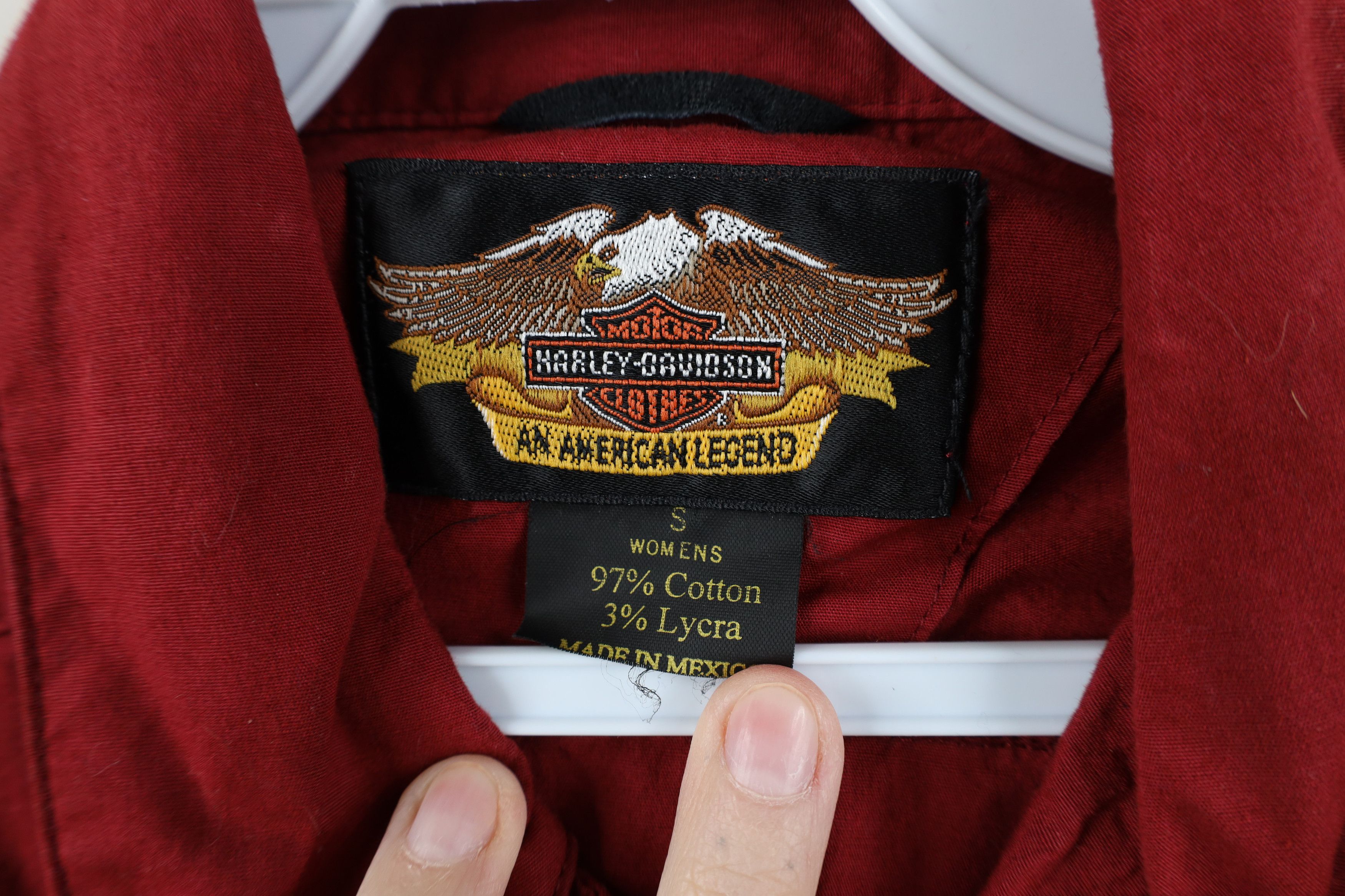 Harley Davidson Vintage Harley Davidson Spell Out Collared Button Shirt Red Size S / US 4 / IT 40 - 11 Thumbnail