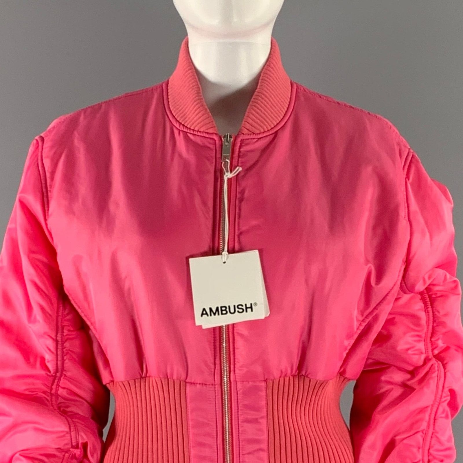 Ambush Design AMBUSH Size M Pink Polyamide Ribbed Knit Coat Dress Coat Size M / US 6-8 / IT 42-44 - 2 Thumbnail