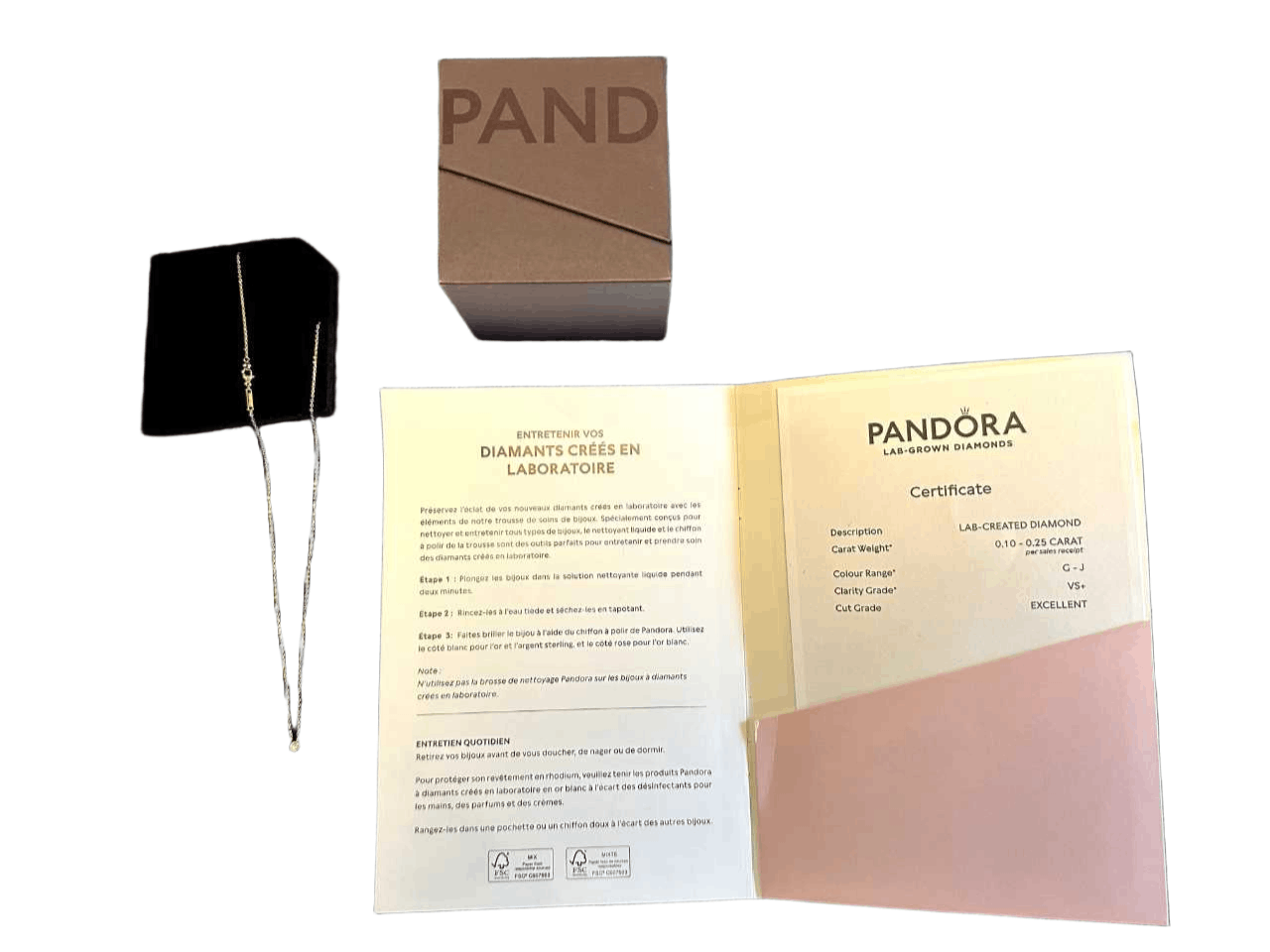 pandora Pandora 14K Gold Lab Diamond Necklace 0.15ct Bezel Pendant Size ONE SIZE - 6 Thumbnail