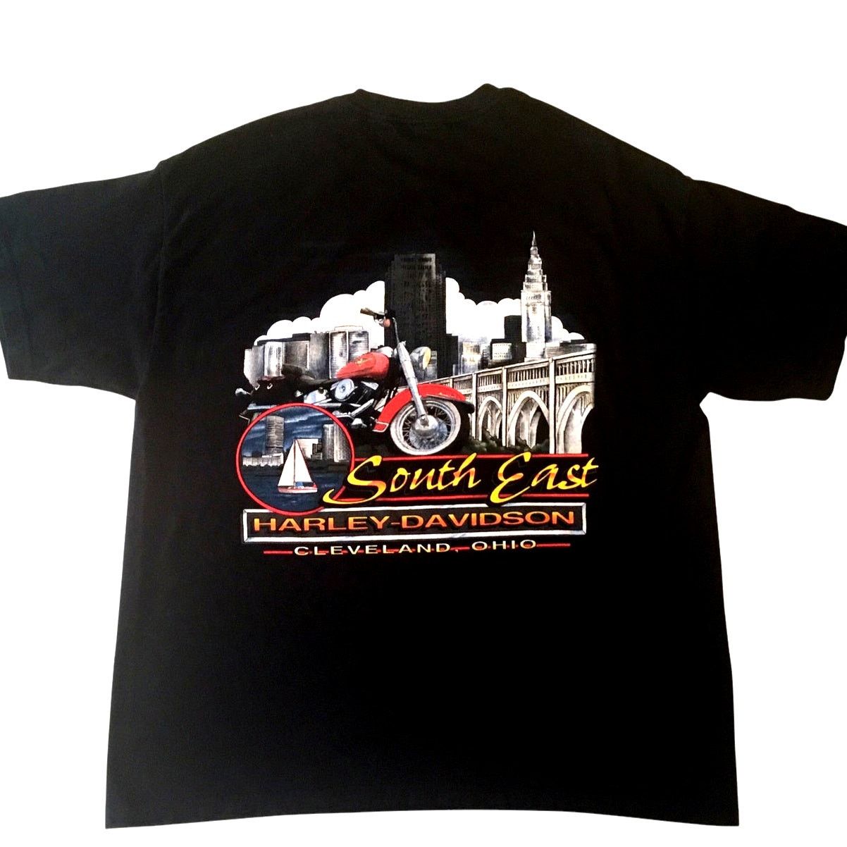Harley Davidson Harley Davidson T-Shirt Vtg Blk Southeast Cleveland Ohio XL Size US XL / EU 56 / 4 - 3 Thumbnail