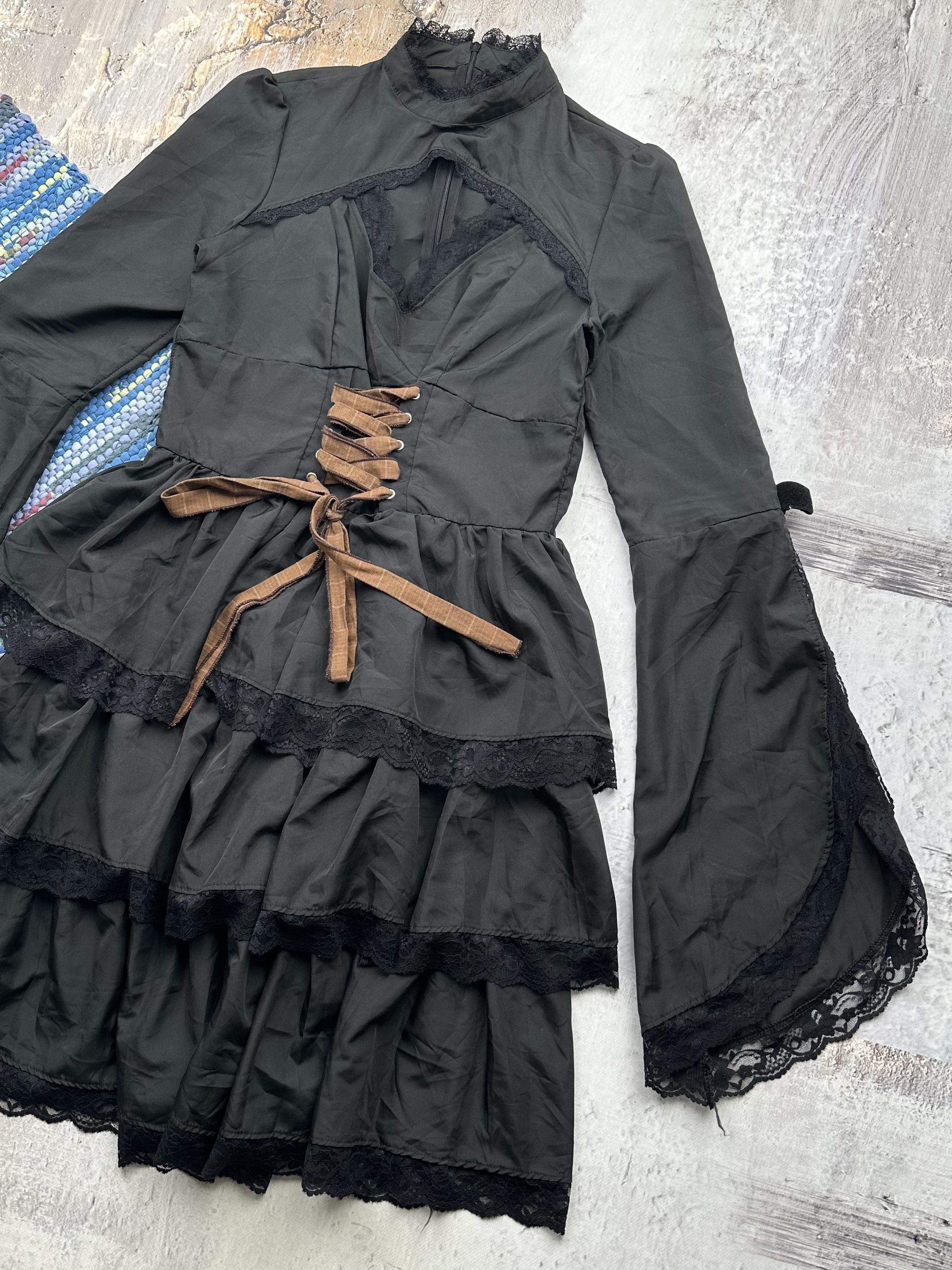Vintage Vintage Goth Dress With Long Sleeve A84(542) Size M / US 6-8 / IT 42-44 - 3 Thumbnail