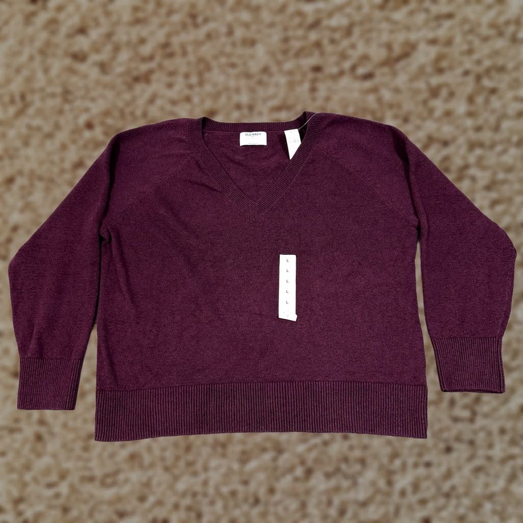 Old Navy Old Navy Sweater Shirt Mens L Burgundy Red V-Neck Pullover Knit Long Sleeve Size US L / EU 52-54 / 3 - 1 Thumbnail