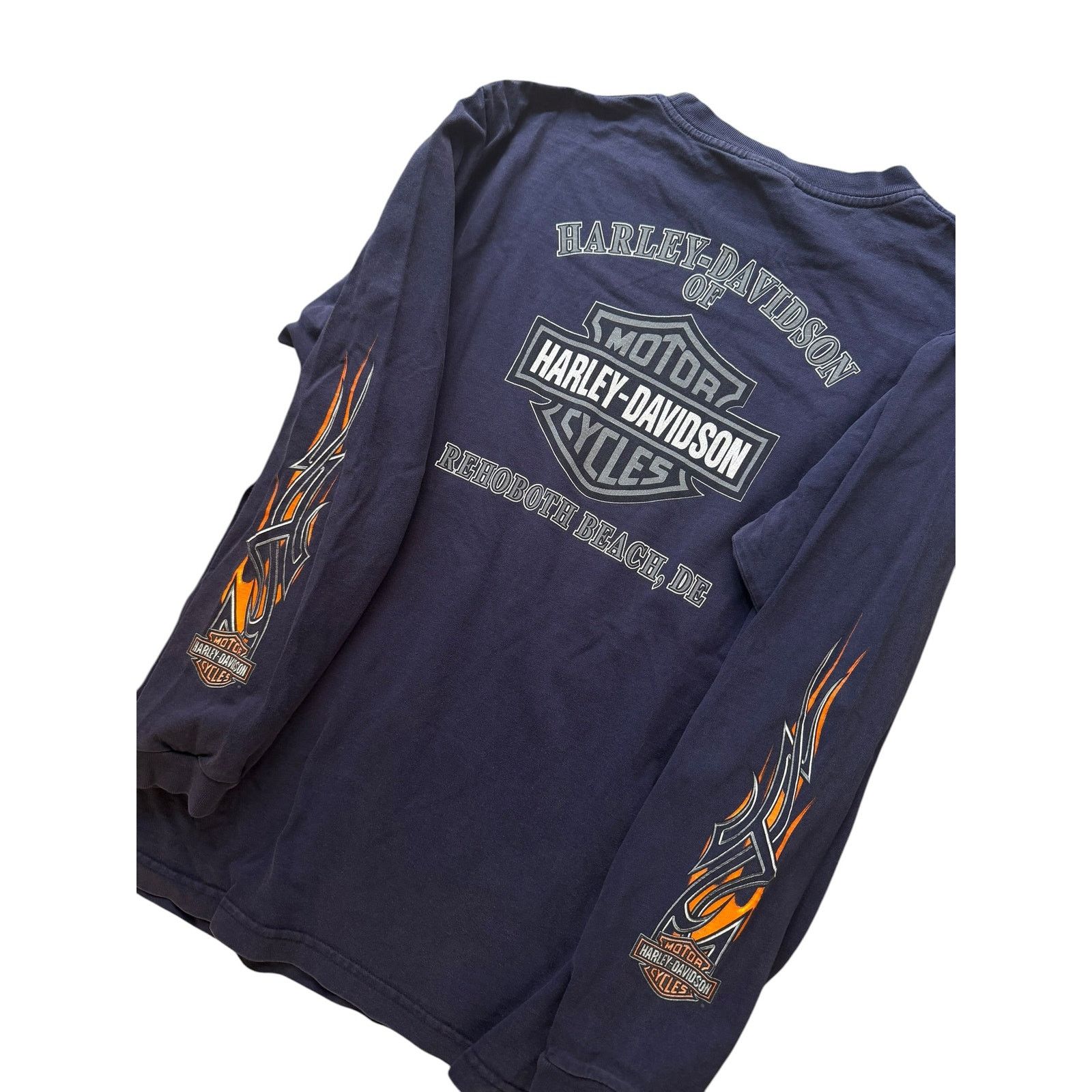 Harley Davidson Vintage Harley Davidson Navy Pocket Hit Flame Long Sleeve Size US XL / EU 56 / 4 - 6 Thumbnail