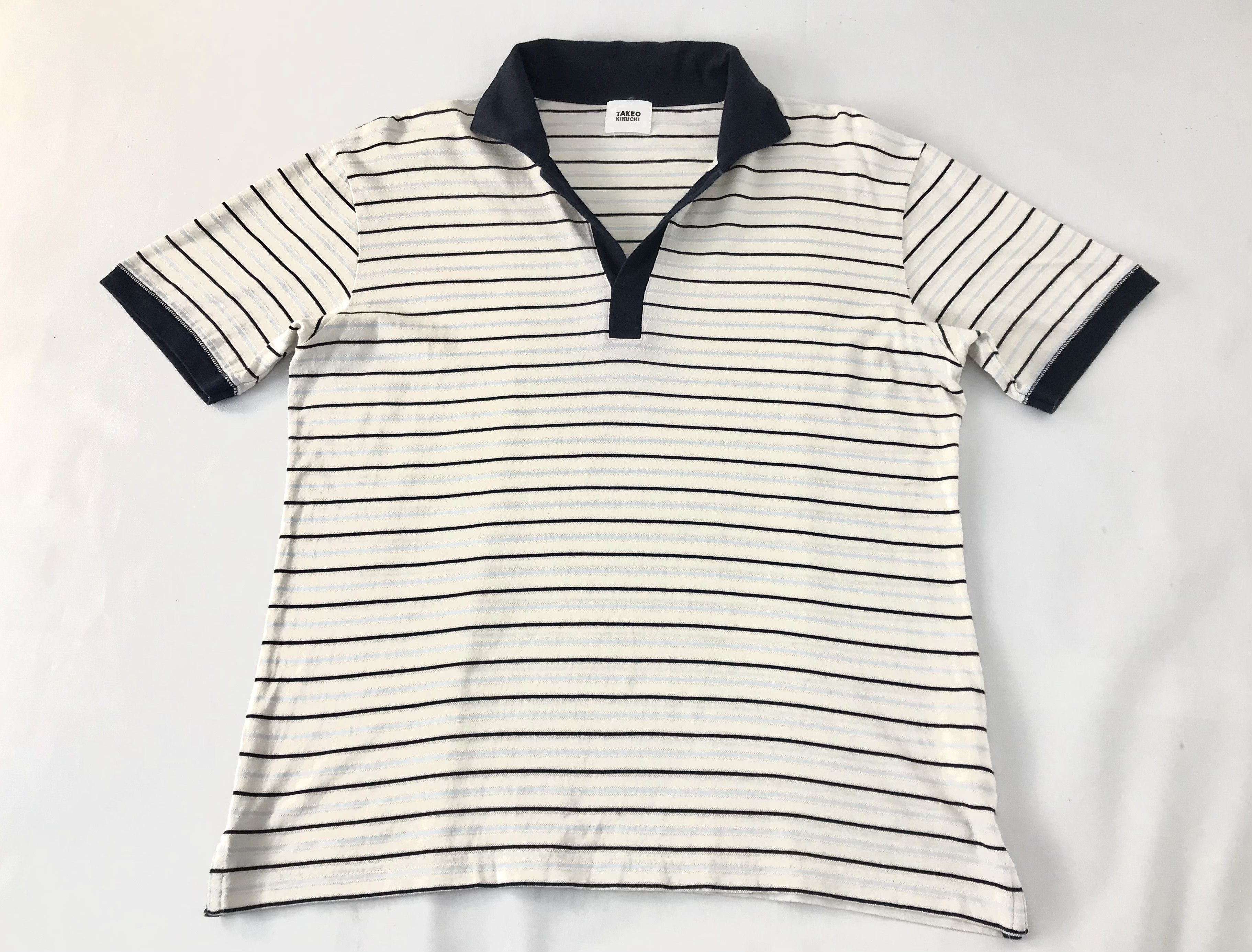 Takeo Kikuchi Vintage Takeo Kikuchi Design Striped Polo Shirt Size US M / EU 48-50 / 2 - 1 Thumbnail