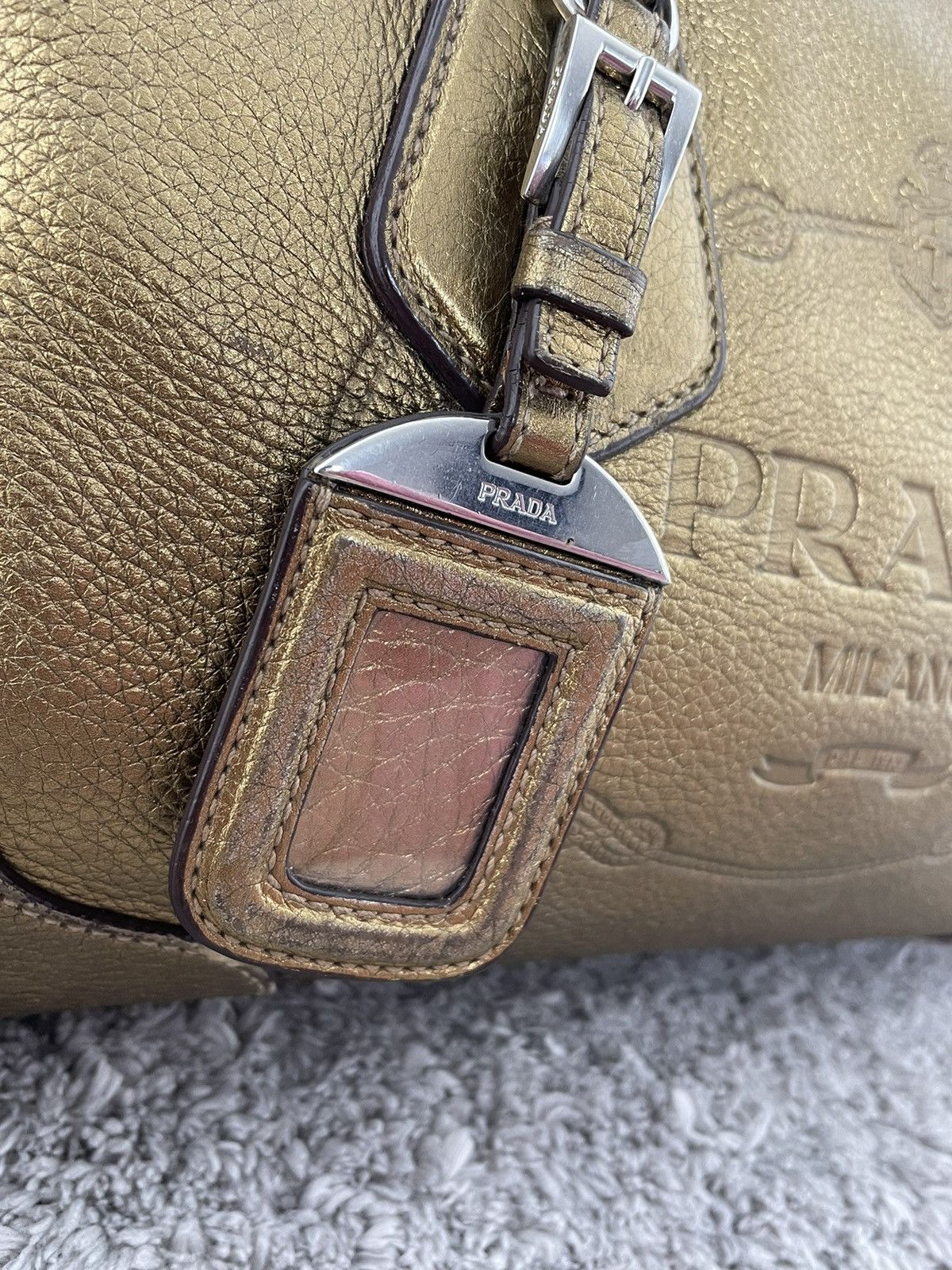 Prada Prada Metallic Gold Leather Logo Satchel Size ONE SIZE - 5 Thumbnail