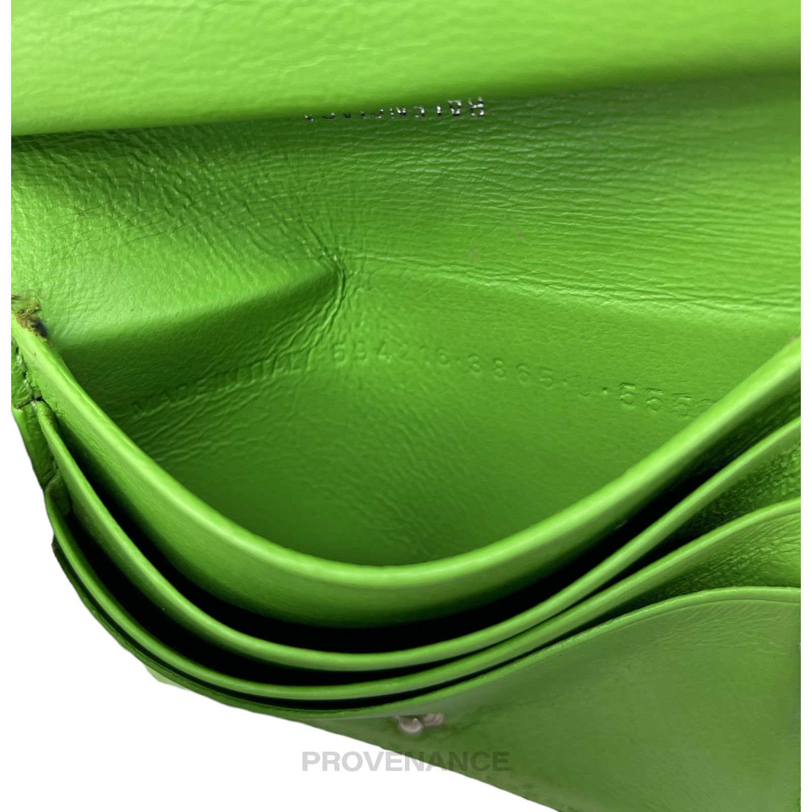 Balenciaga 🔴 Balenciaga Logo Print Bifold Wallet - Green Leather Size ONE SIZE - 9 Thumbnail