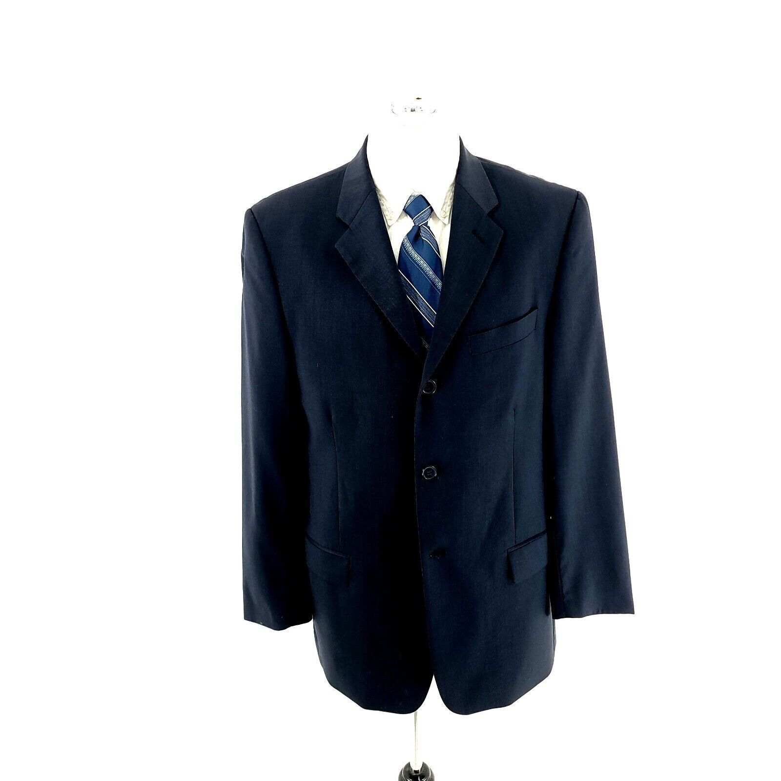 Pierre Cardin Pierre Cardin Worsted Wool 3 Button Blazer Blue 38R Or Slim Size 38R - 3 Thumbnail