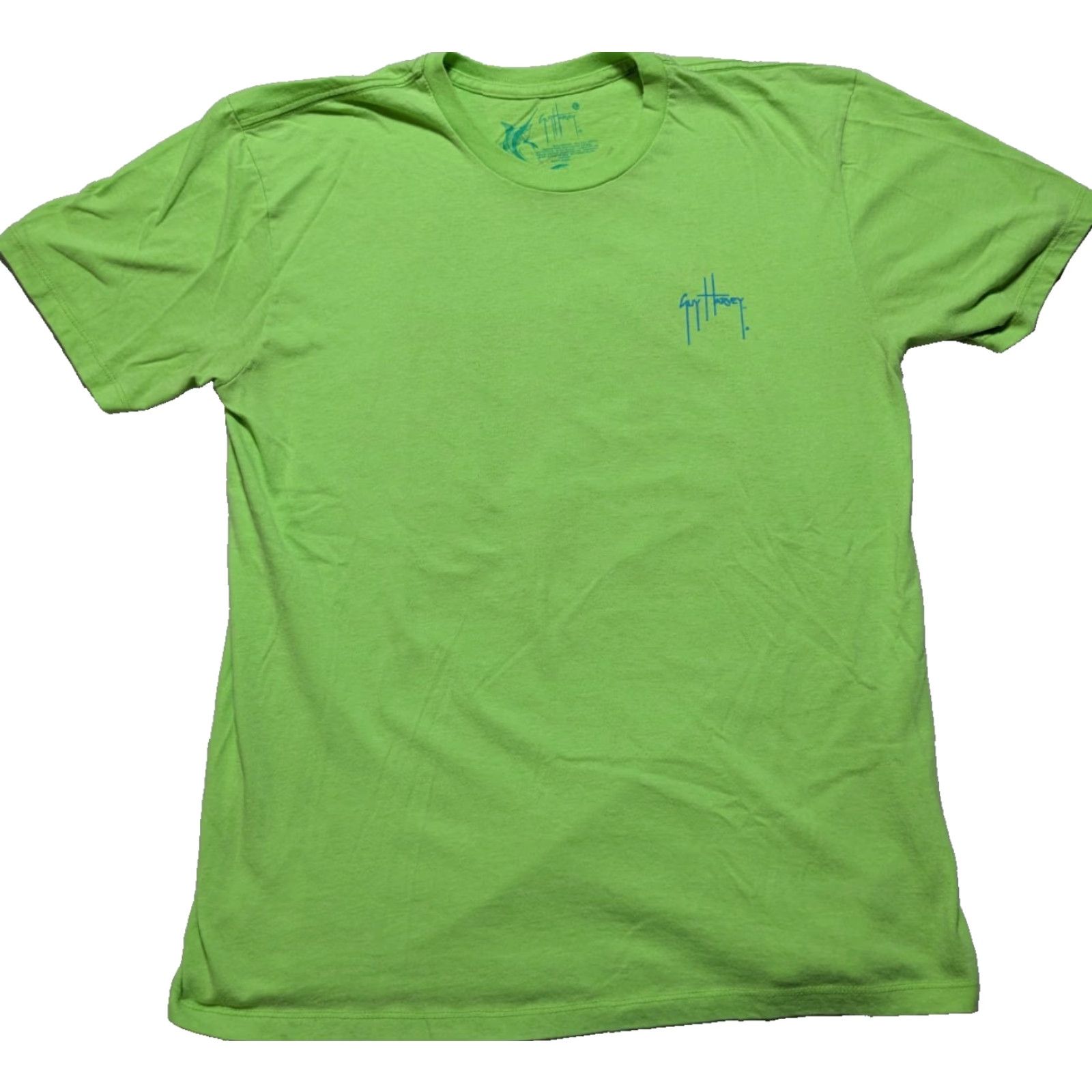 Guy Harvey Guy Harvey Lime Green Chainsaw T-Shirt - Men L Green Graphic Print Crew Neck Short Sleeve Shirt Mens Size US L / EU 52-54 / 3 - 3 Thumbnail