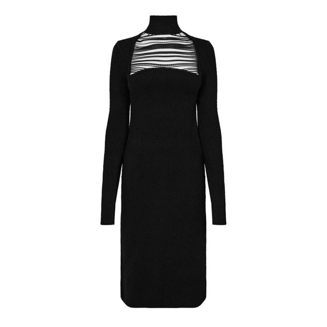Bottega Veneta Bottega Veneta High Neck Midi Sweater Dress in Black Size L / US 10 / IT 46 - 1 Thumbnail