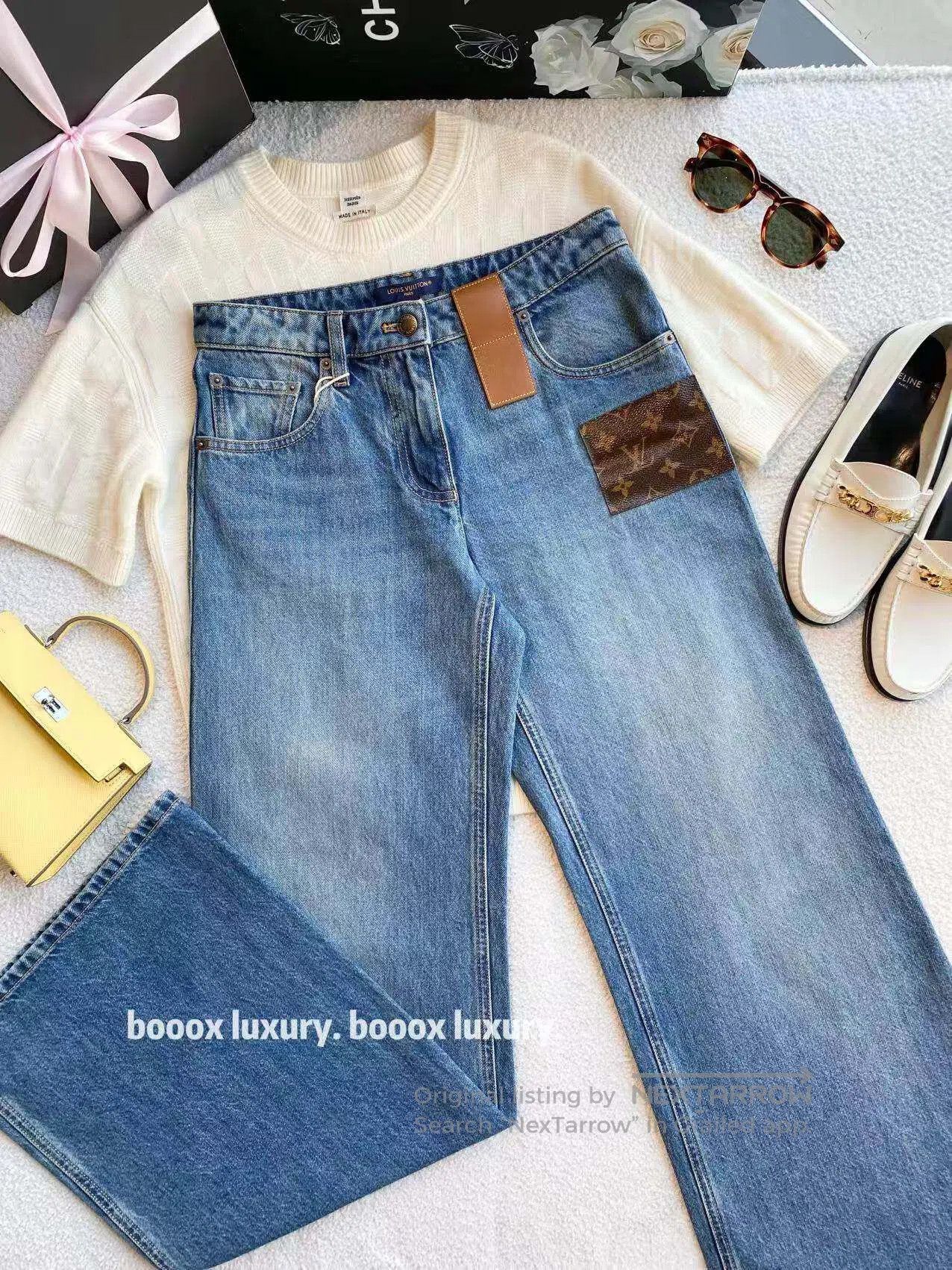 Louis Vuitton Louis Vuitton Presbyopia leather brand wide-leg jeans| Size 42" / US 20 - 1 Thumbnail