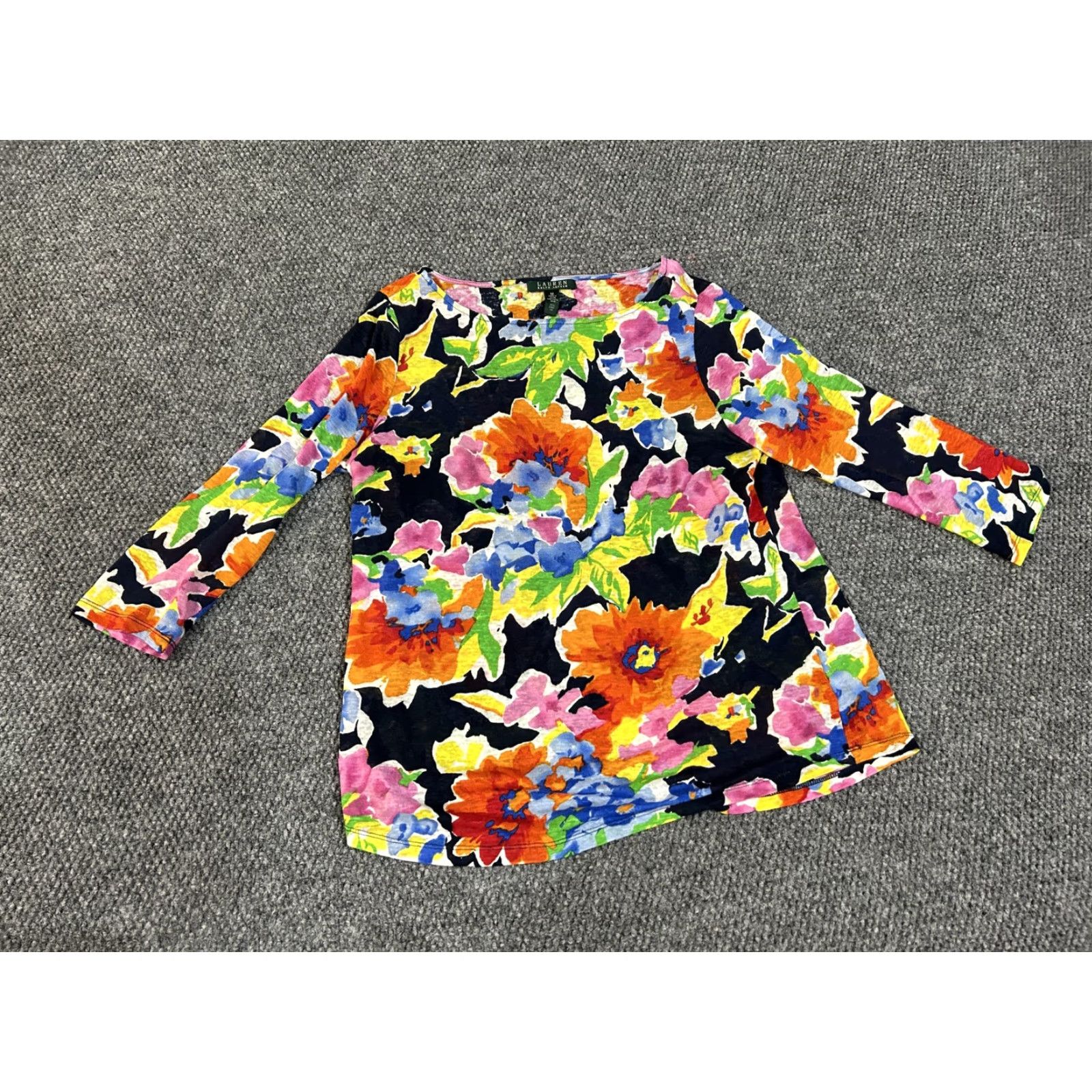Ralph Lauren Lauren Ralph Lauren Shirt Womens Medium Multicolor Floral 3/4 Sleeve Tunic Top Size M / US 6-8 / IT 42-44 - 2 Thumbnail