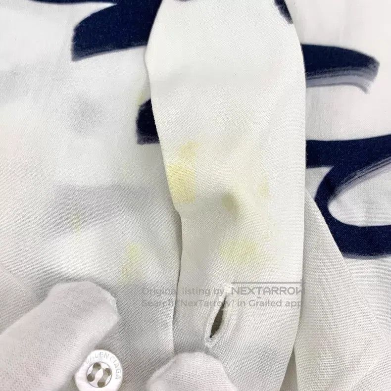 Balenciaga Balenciaga White Logo Letter Printed Collar Long Sleeve Sh Size XS / US 0-2 / IT 36-38 - 8 Thumbnail