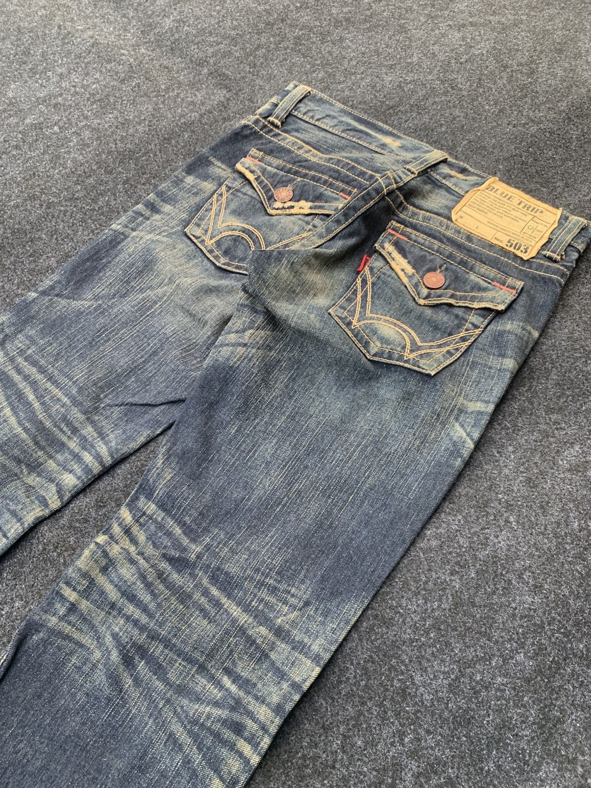 Edwin Vintage Edwin 503 Blue Trip Sun Faded Flare Jeans Y2K. Size US 30 / EU 46 - 7 Thumbnail