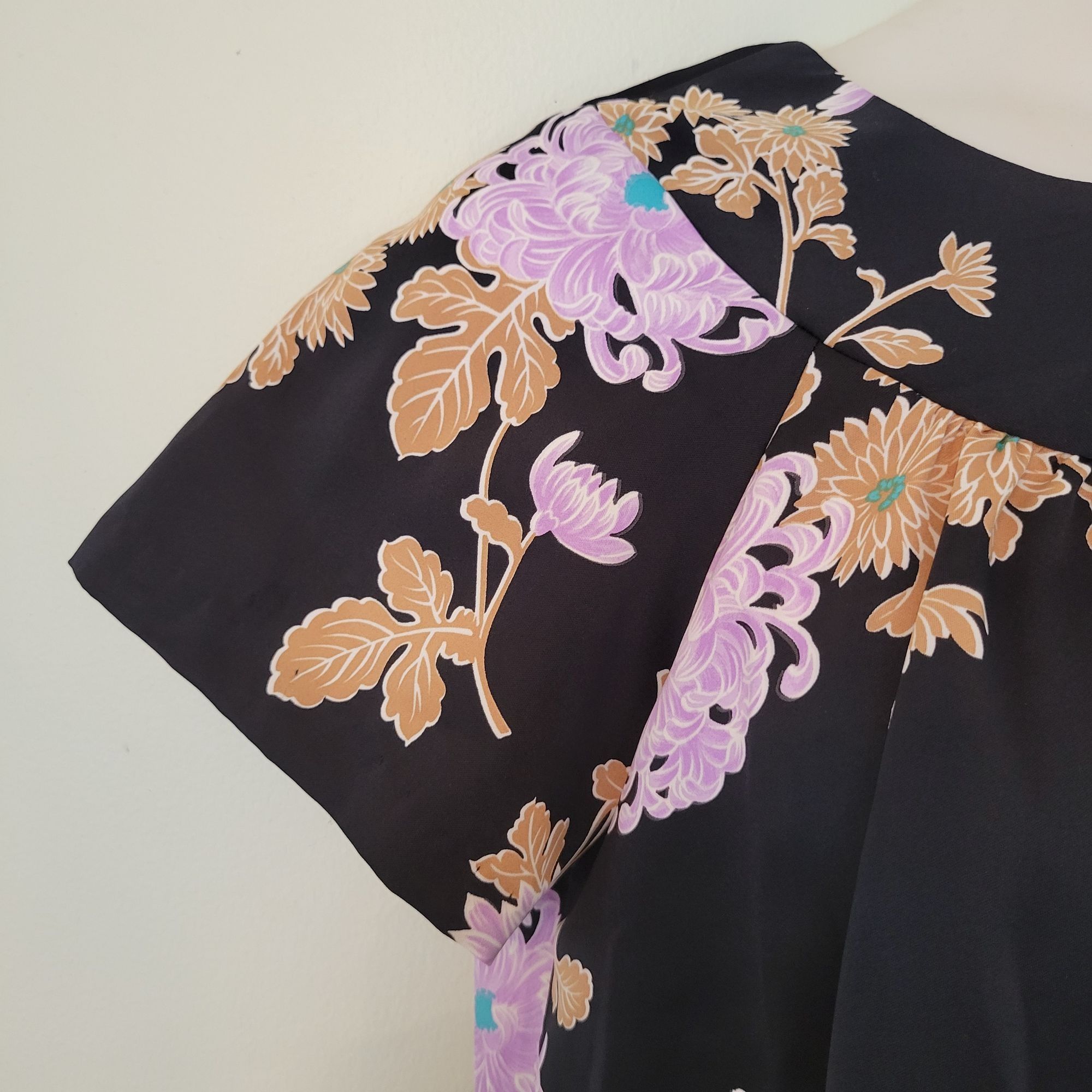 Other Hawaiiana Floral Black Purple Muu Muu Lightweight House Dres Size L / US 10 / IT 46 - 4 Thumbnail