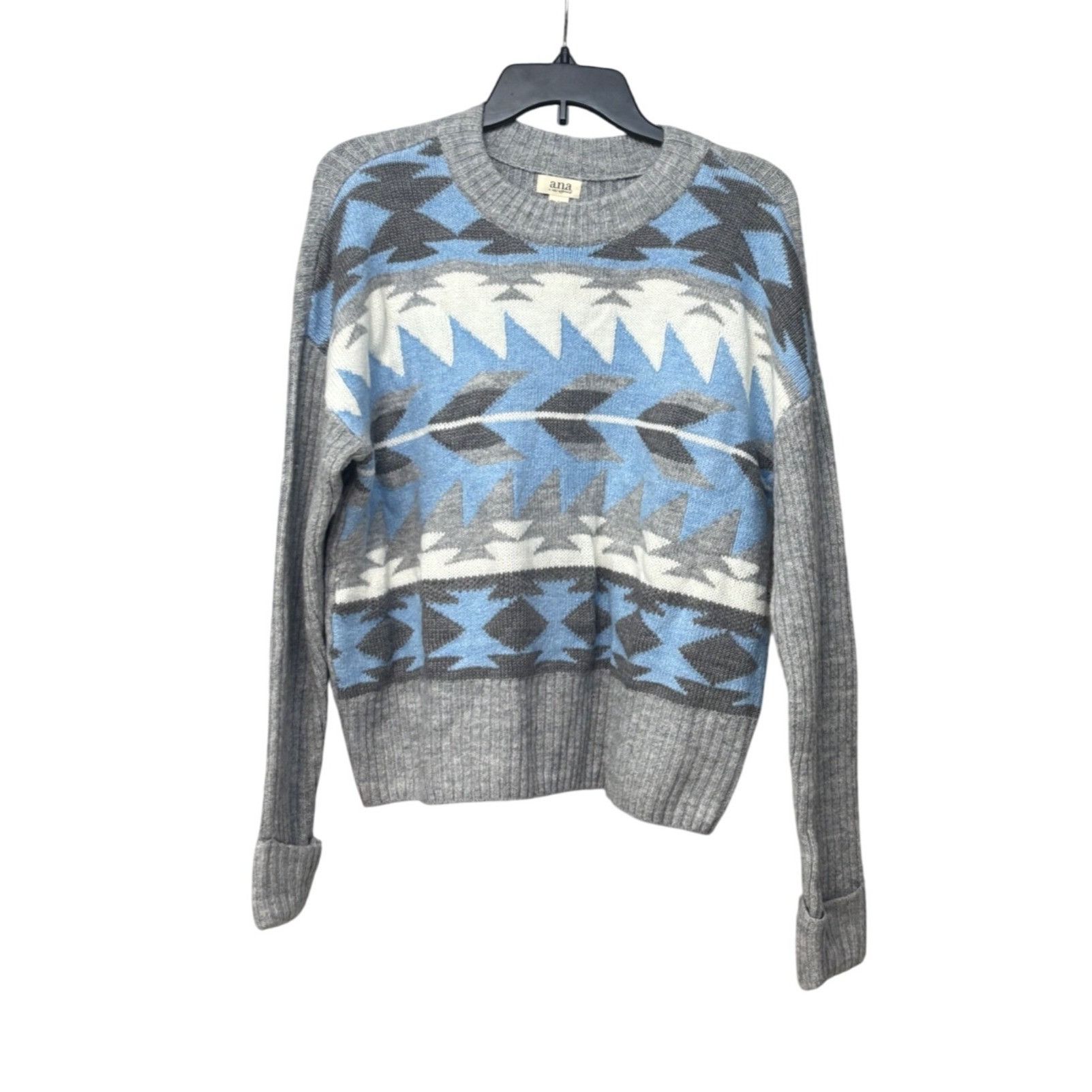Other a.n.a. Women’s Nordic Pattern Crew Neck, Mixed Stitch sweat Size L / US 10 / IT 46 - 3 Thumbnail