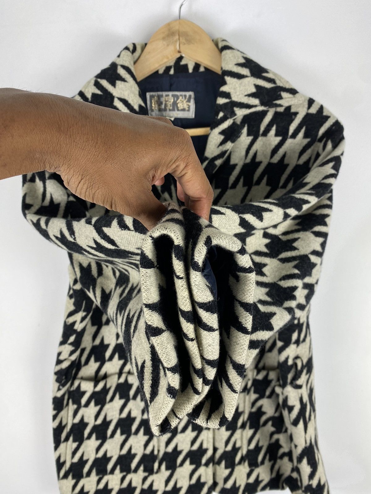 Japanese Brand Vintage 80’s Wool Hountstooth Jacket Button Up Size S / US 4 / IT 40 - 11 Thumbnail