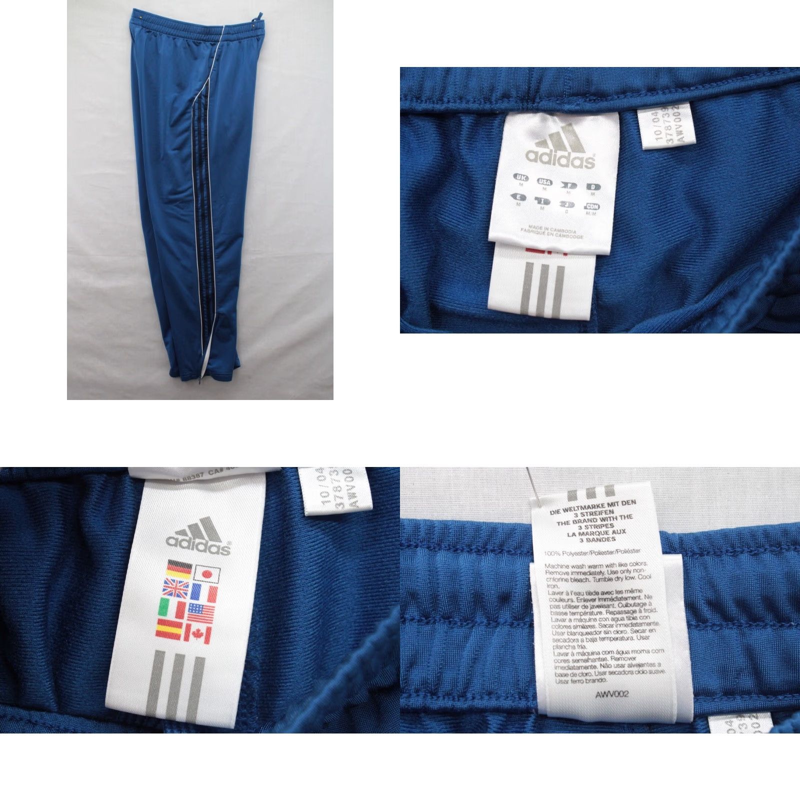 Adidas Vintage Adidas Pants Men's Medium Blue Drawstring Zip Cuffs White Logo Size US 31 - 8 Thumbnail
