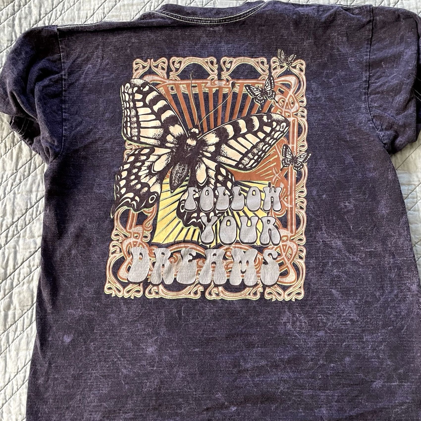 Vintage Obsessive Love Blue Short Sleeve Graphic Tee Sz M Follow Your Dreams Graphic Print Shirt Womens Regular, 100% Cotton, VINTAGE: No Size 32" / US 10 / IT 46 - 4 Thumbnail