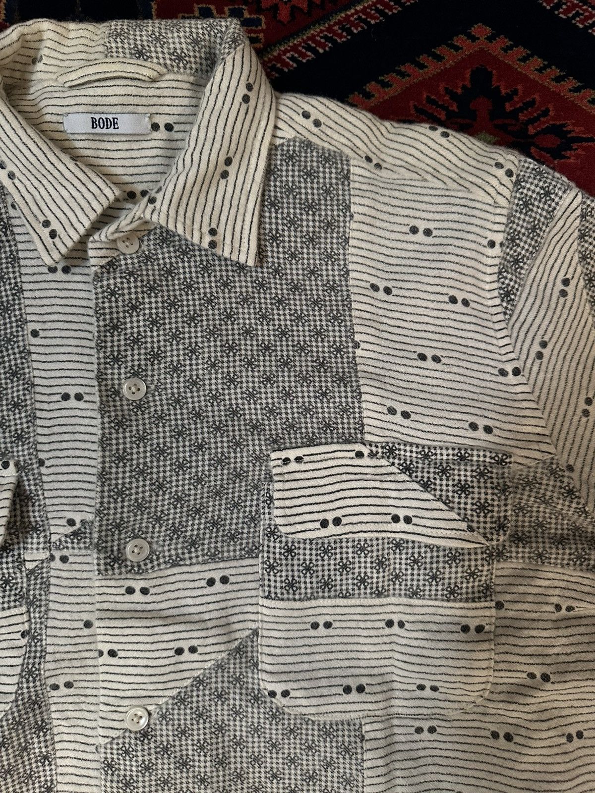 Bode Bode Patchwork Havana Long Sleeve Button Down Size US S / EU 44-46 / 1 - 4 Thumbnail