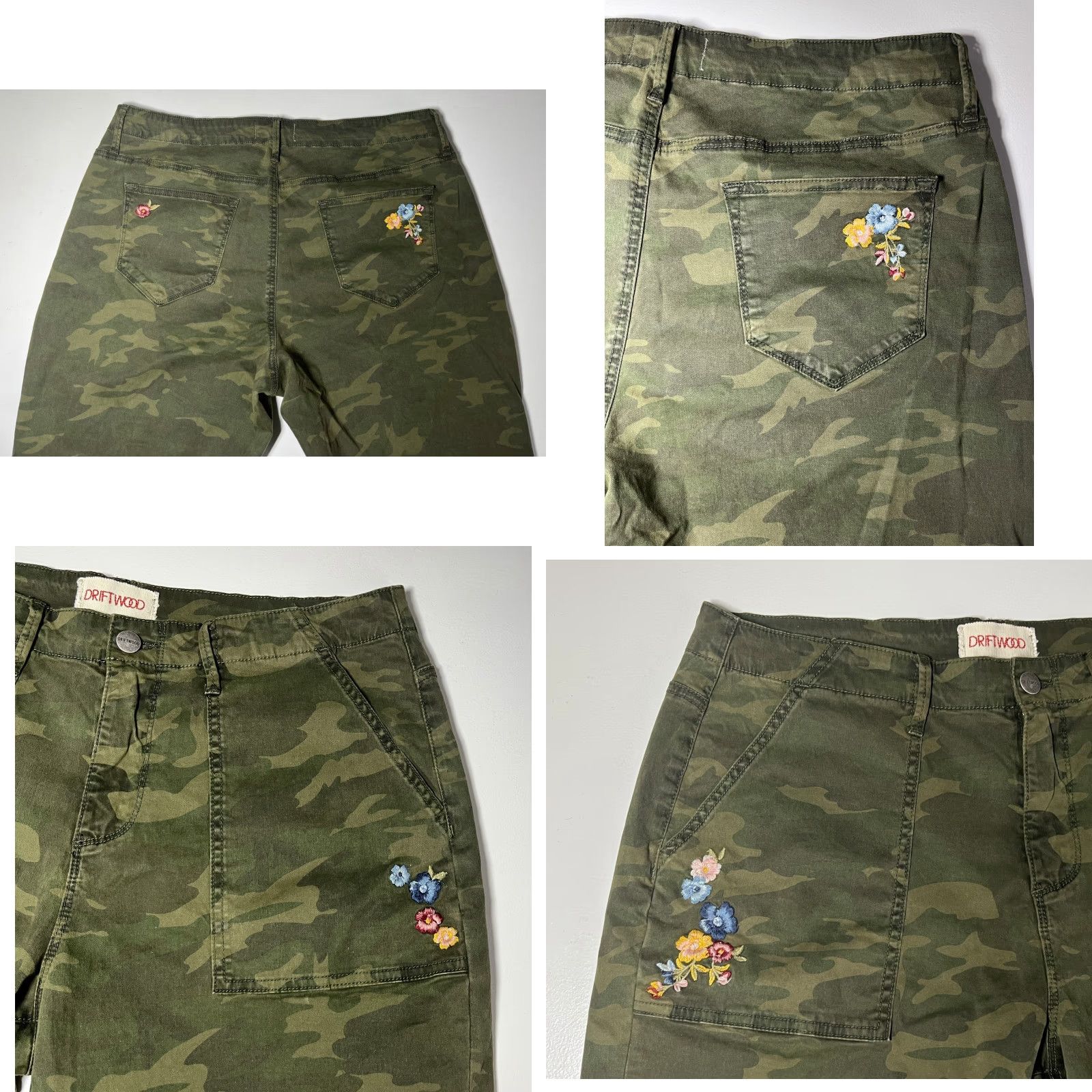 Vintage Driftwood Women's Tabitha Cropped Embroidered Camouflage Straight Leg Pants Size 30" / US 8 / IT 44 - 8 Thumbnail
