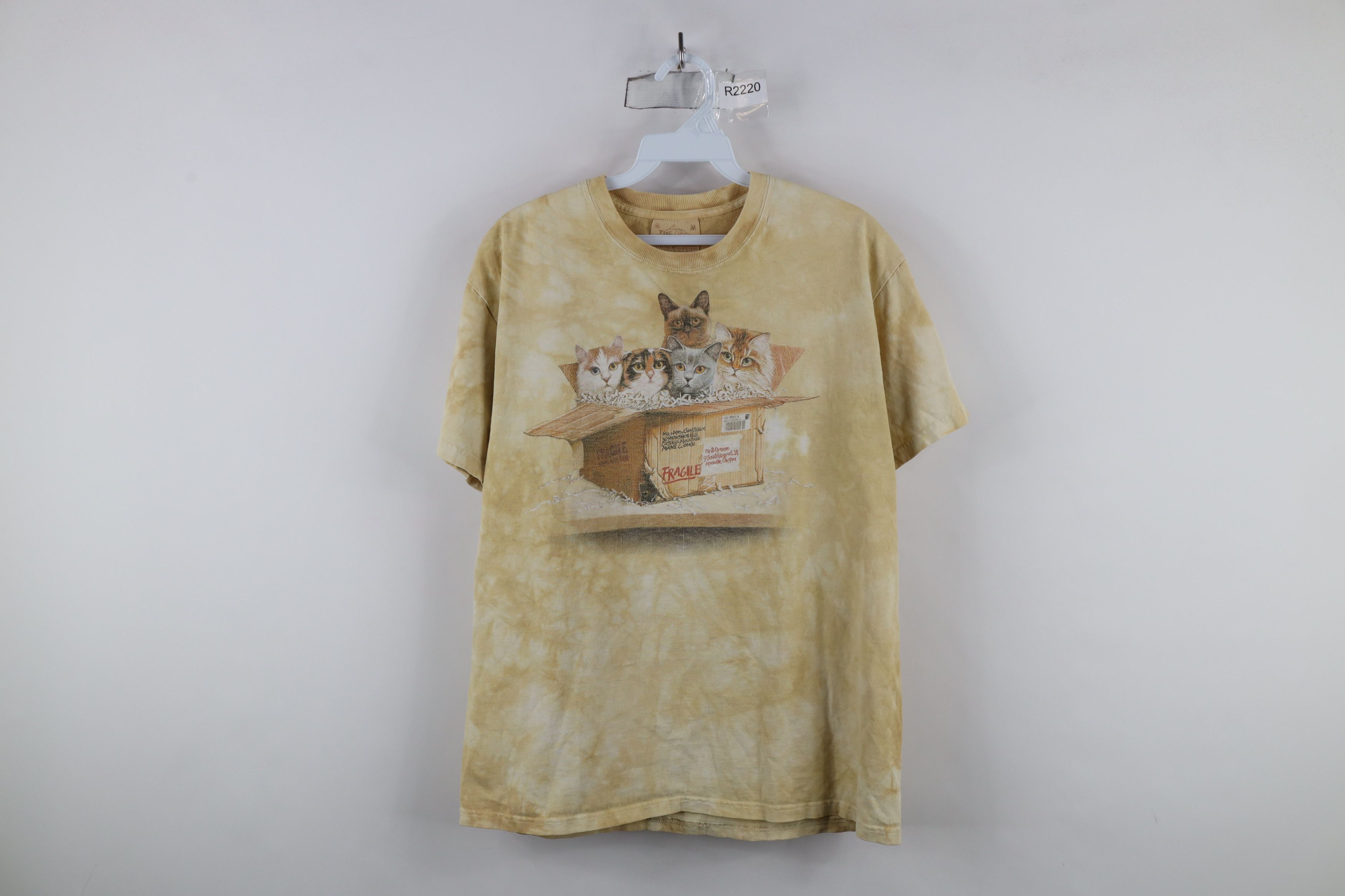 Vintage Vintage 90s Streetwear Kitten Acid Wash T-Shirt Beige Size M / US 6-8 / IT 42-44 - 1 Thumbnail