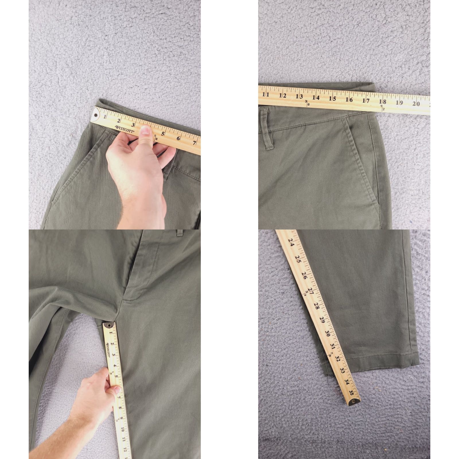 Vintage Goodfellow Pants Mens 34x33 Olive Green Chino Slim Straight Fit Size US 34 / EU 50 - 8 Thumbnail