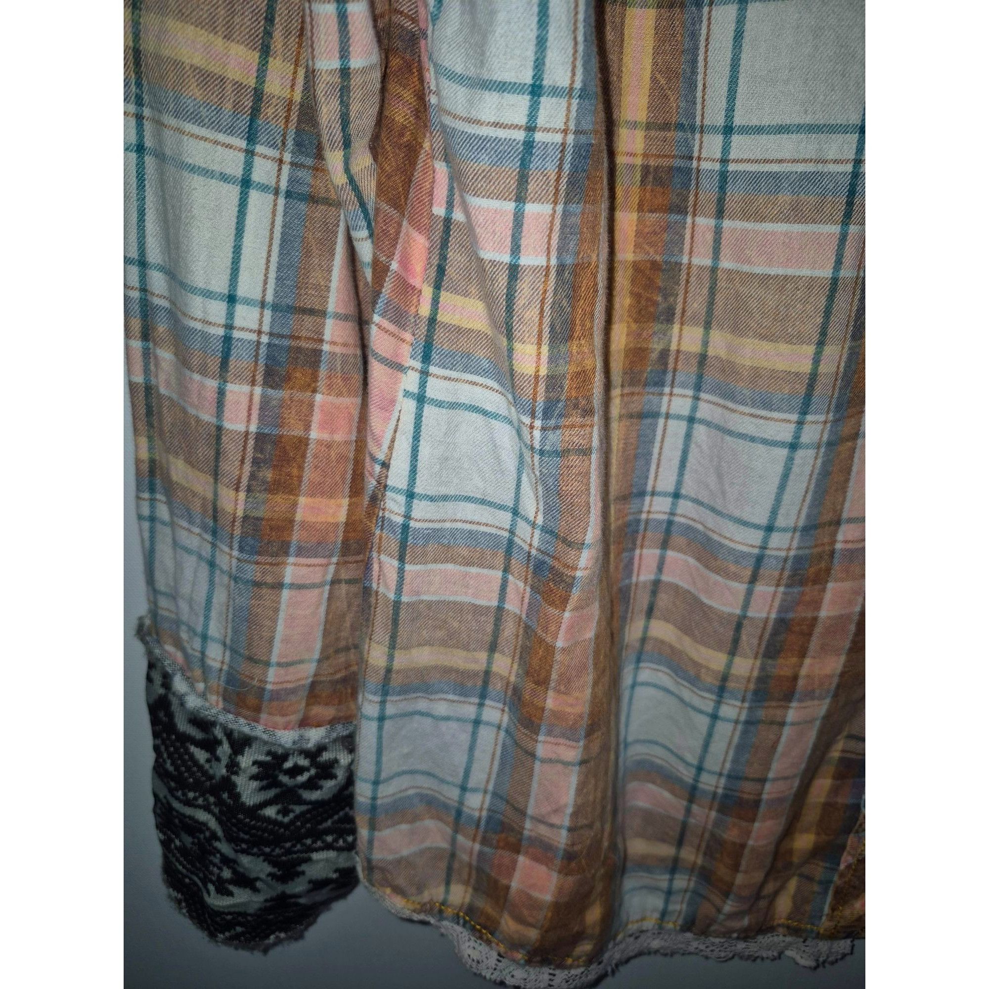 Vintage Gimmiks BKE Womens Plaid Button-Up Shirt Lace Aztec Small Size S / US 4 / IT 40 - 2 Thumbnail
