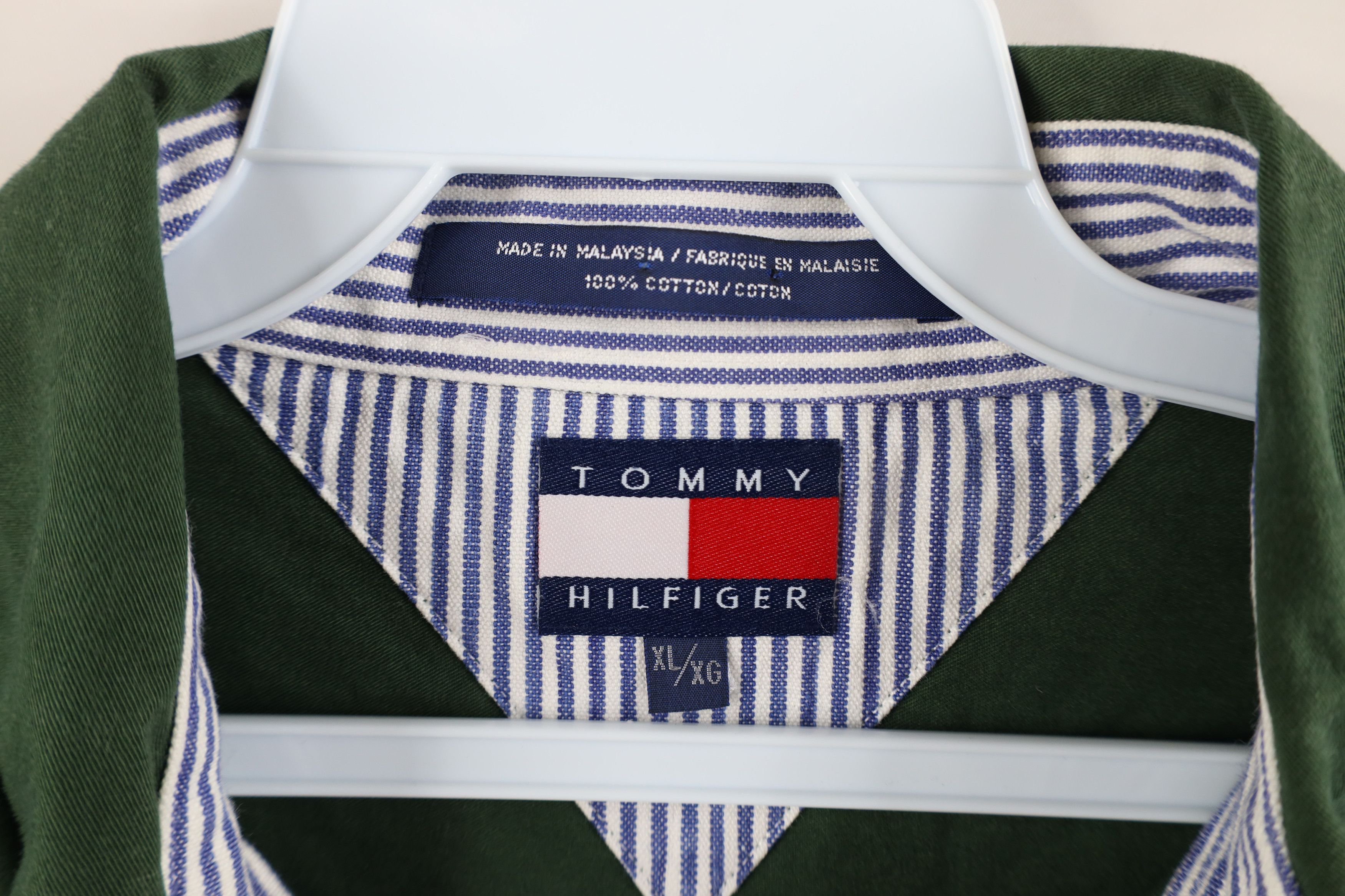 Tommy Hilfiger × Vintage Vintage 90s Tommy Hilfiger Collared Button Down Shirt Green Size US XL / EU 56 / 4 - 9 Thumbnail