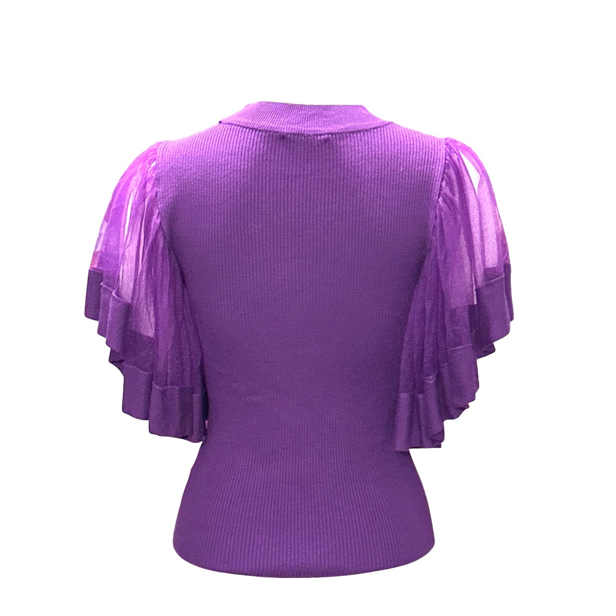 Other 7Th Avenue Design Studio XS Purple Puff Flutter Sleeve Blous Size XS / US 0-2 / IT 36-38 - 6 Thumbnail