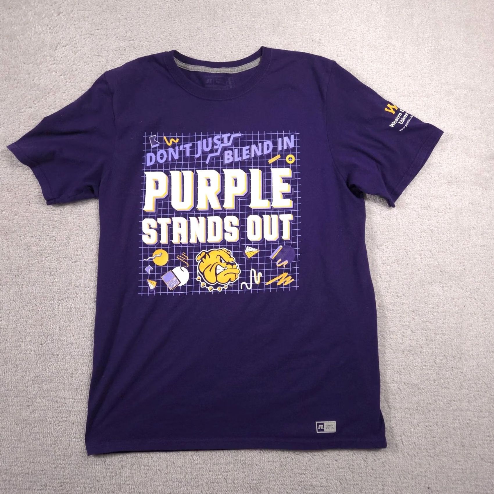 Russell Athletic Western Illinois University Shirt Mens Medium Purple Russell Bulldogs Graphic T-Shirt Size US M / EU 48-50 / 2 - 2 Thumbnail