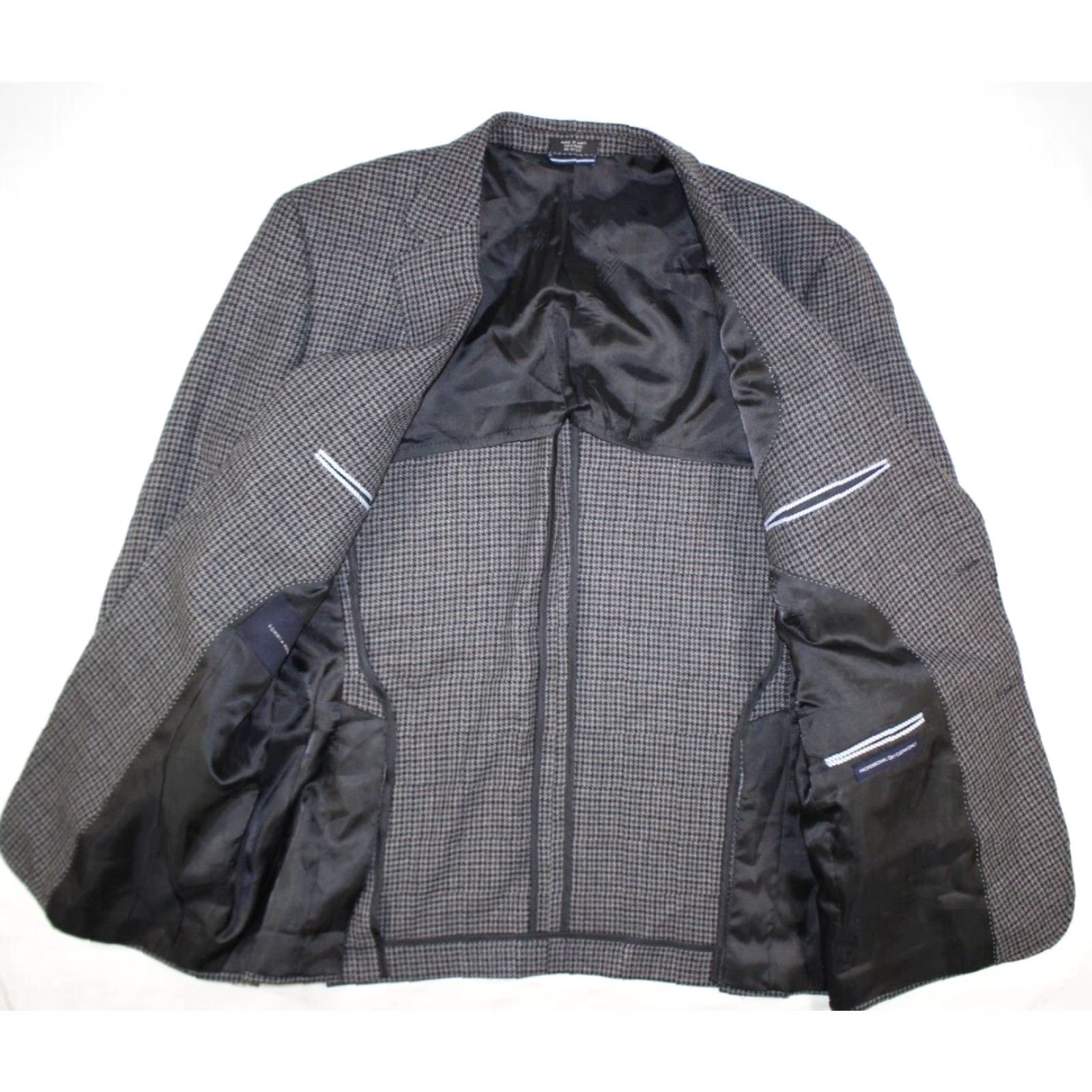 Tommy Hilfiger Tommy Hilfiger Blazer Men’s 44 Wool Houndstooth Elbow Patches Gray Jacket Size 44R - 7 Thumbnail