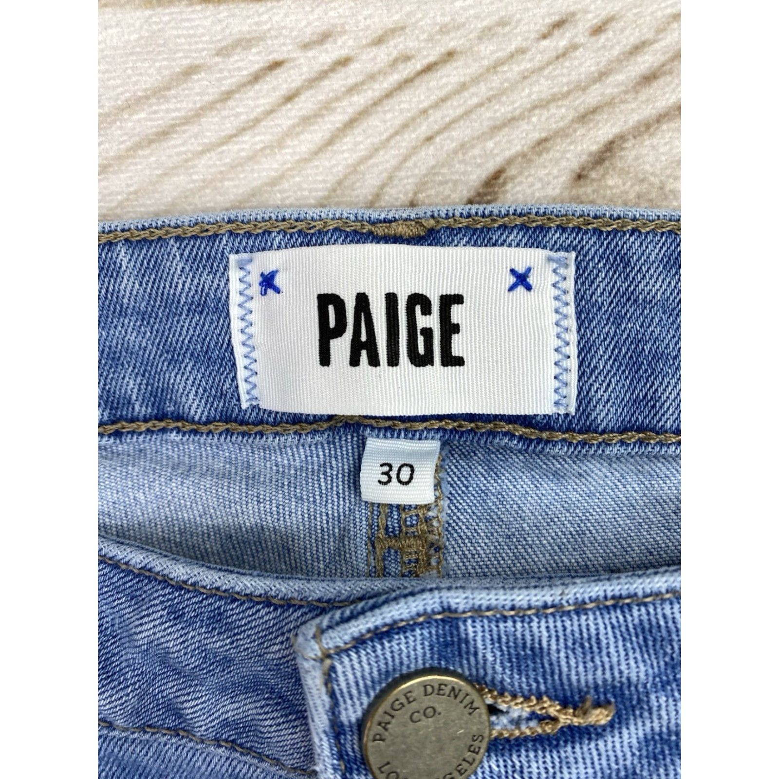 Paige Kylie Paige Jeans Women 30 Blue Crop Distressed Stretch Denim Fringe 5-Pocket Mid Rise Jeans Womens XS-.. Size 30" / US 8 / IT 44 - 3 Thumbnail