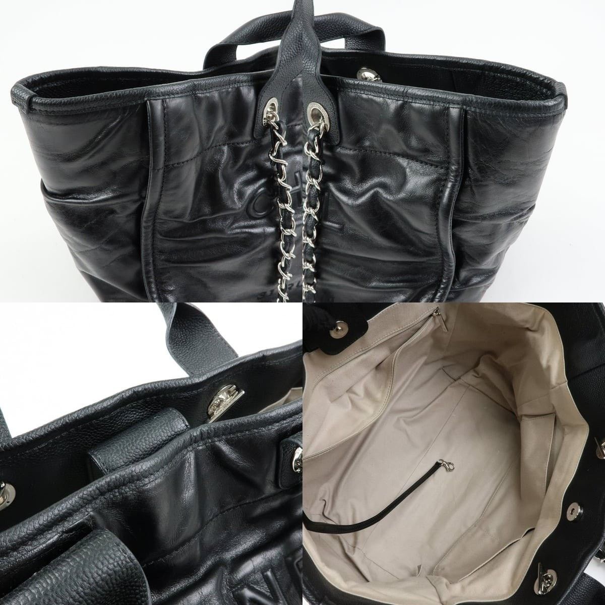 Chanel Chanel Deauville GM Calfskin Tote Black Size ONE SIZE - 6 Thumbnail