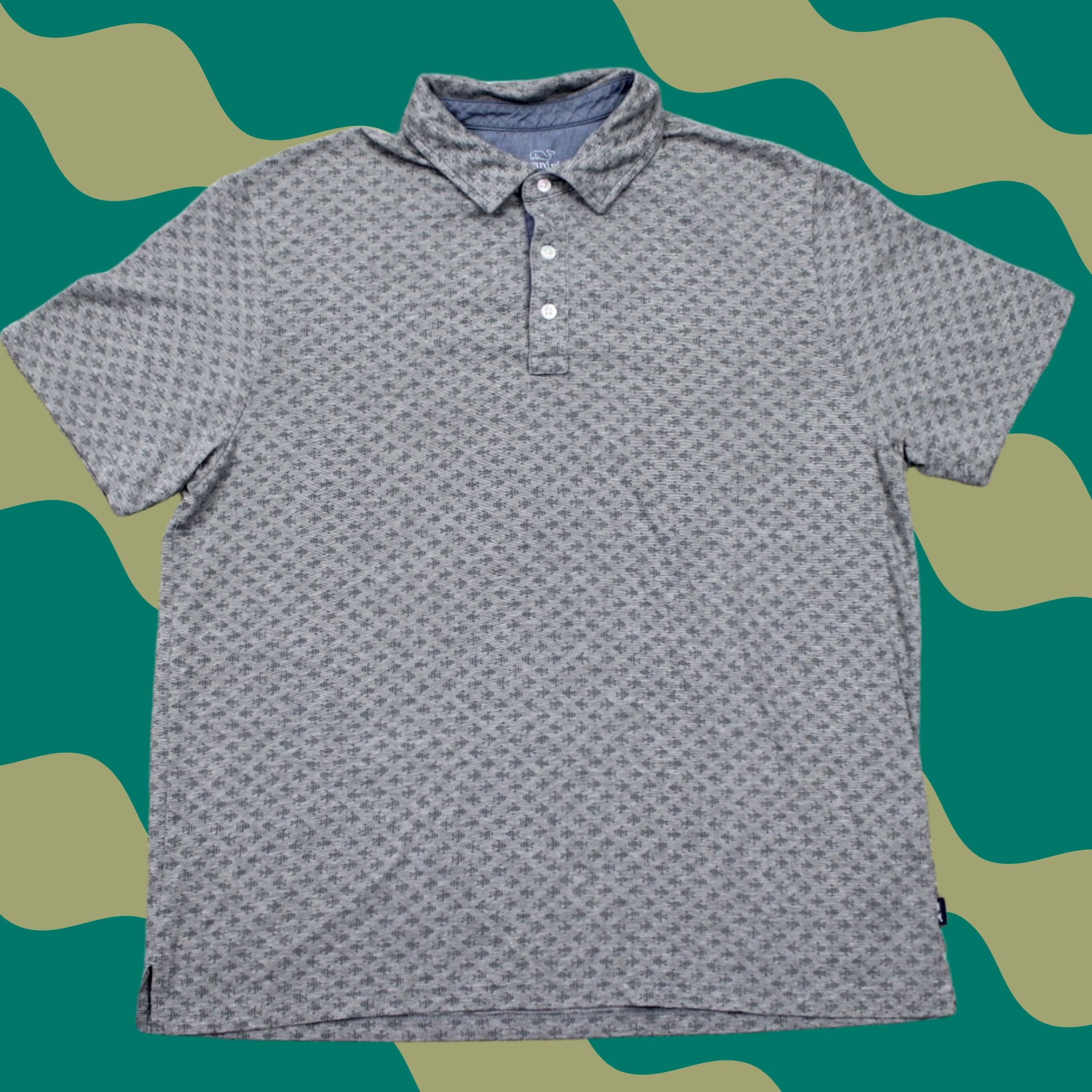 Vineyard Vines Vineyard Vines Edgartown Polo Shirt Mens Medium Gray Fish All Over Print S/S Size US S / EU 44-46 / 1 - 1 Thumbnail