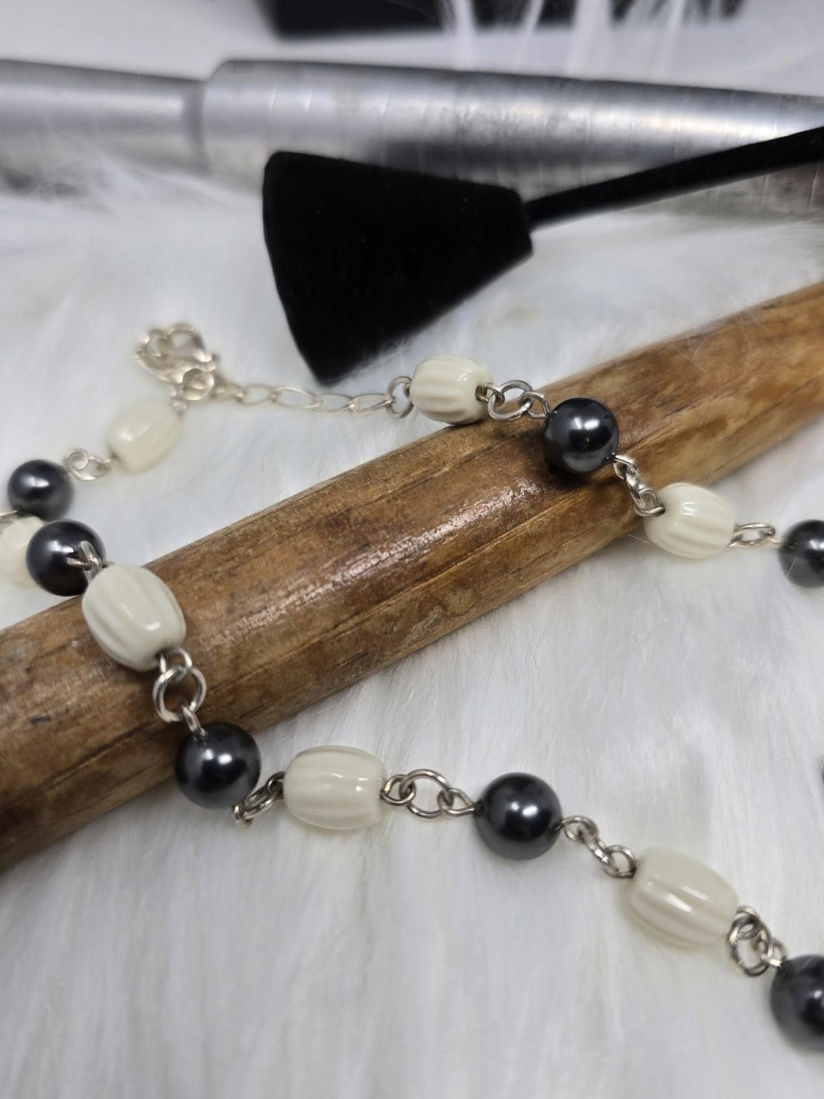 Other Lenox 925 Sterling Black White Bead Necklace 18.75" Size ONE SIZE - 4 Thumbnail