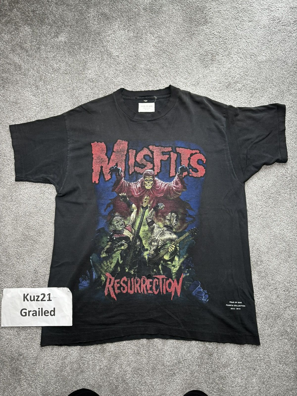 image of Fear Of God 4Th Collection Misfits 1 Of 1 Vintage Tee in Black, Men's (Size XL)
