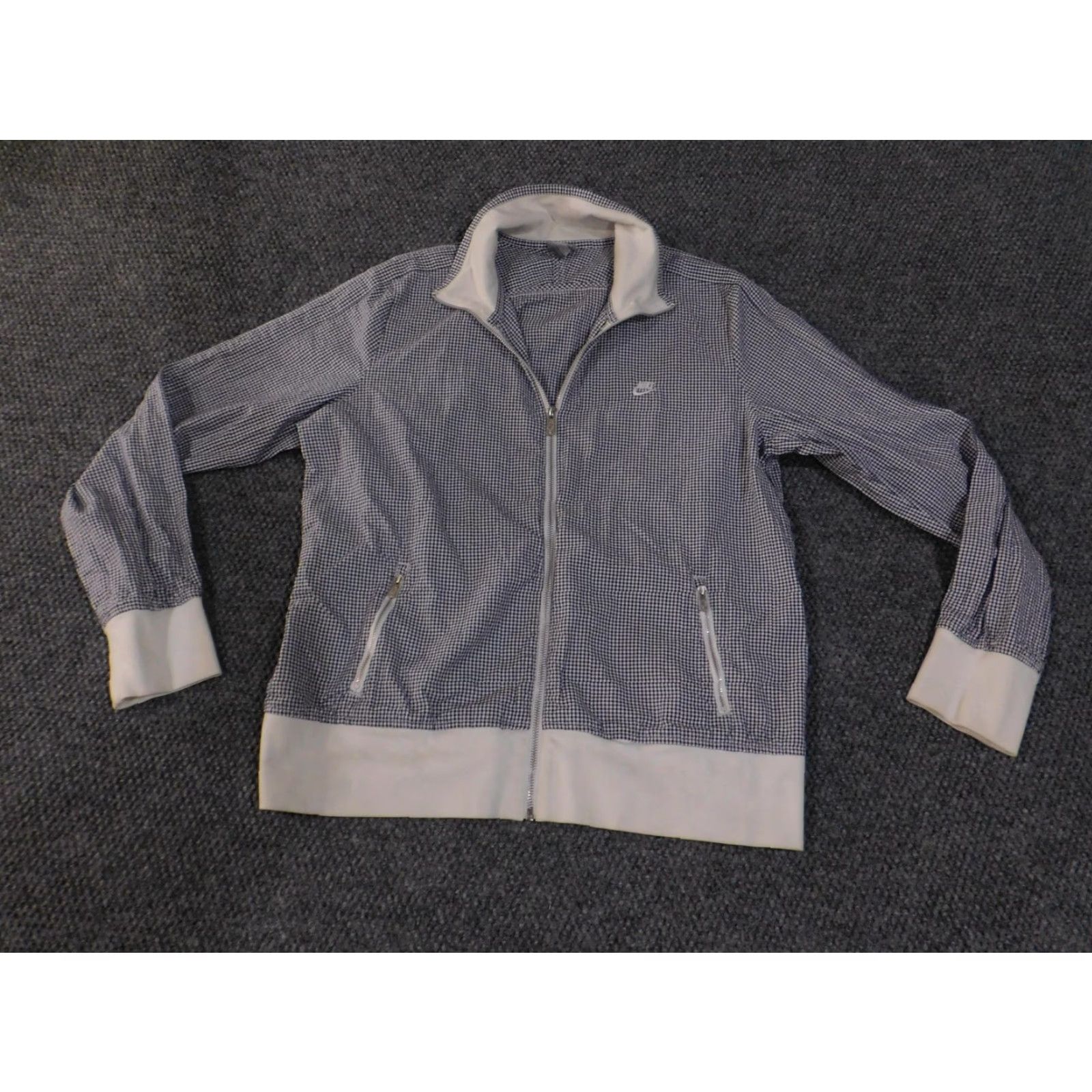 Nike VINTAGE Nike Sportswear Track Jacket Womens XL Navy White Gingham Full Zip 468811-410 Size XL / US 12-14 / IT 48-50 - 2 Thumbnail