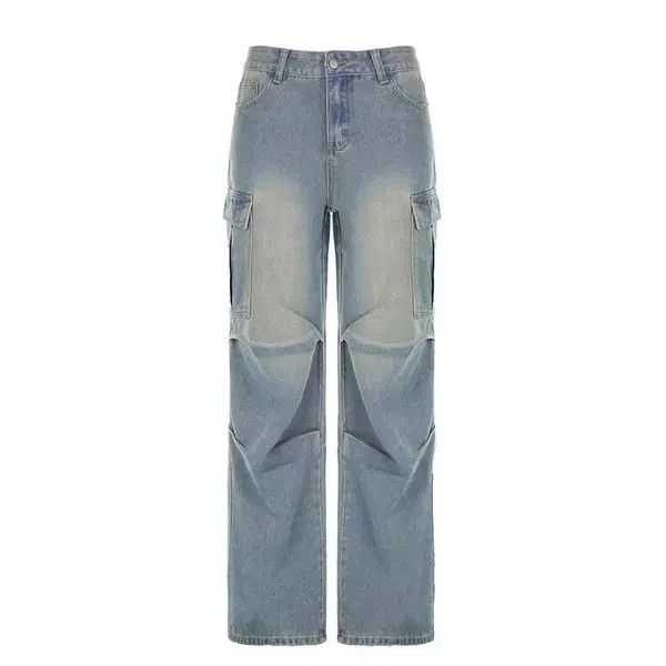 Designer Retro washed distressed cargo pocket wide leg jeans Size 26" / US 2 / IT 38 - 3 Thumbnail