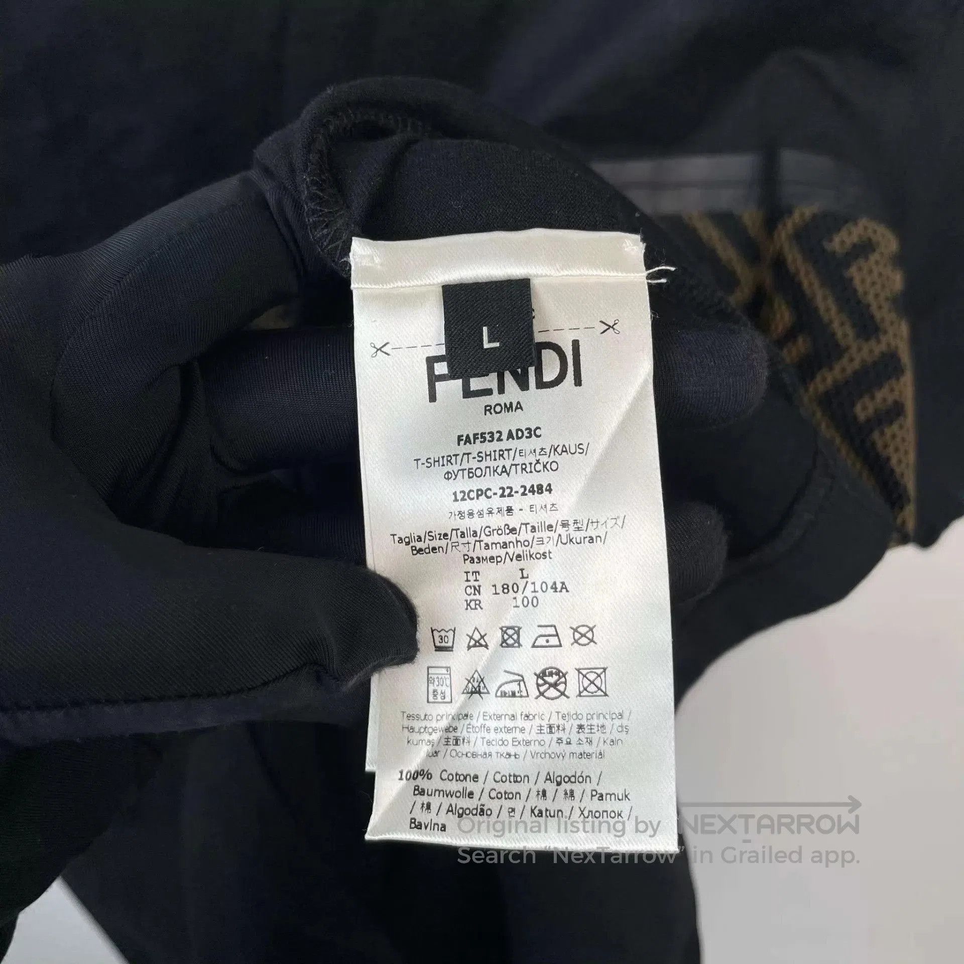 Fendi Black Short Sleeve Shirt with Patterned Stripe. Size US L / EU 52-54 / 3 - 5 Thumbnail