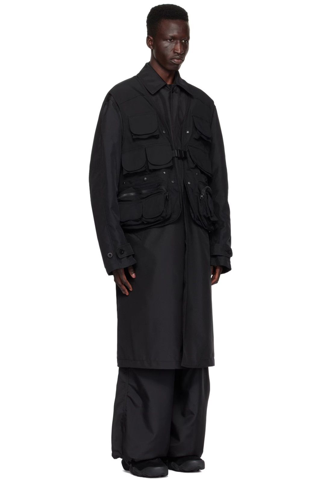 image of Junya Watanabe Ss24 Fishing Layered Cargo Coat in Black, Men's (Size Small)